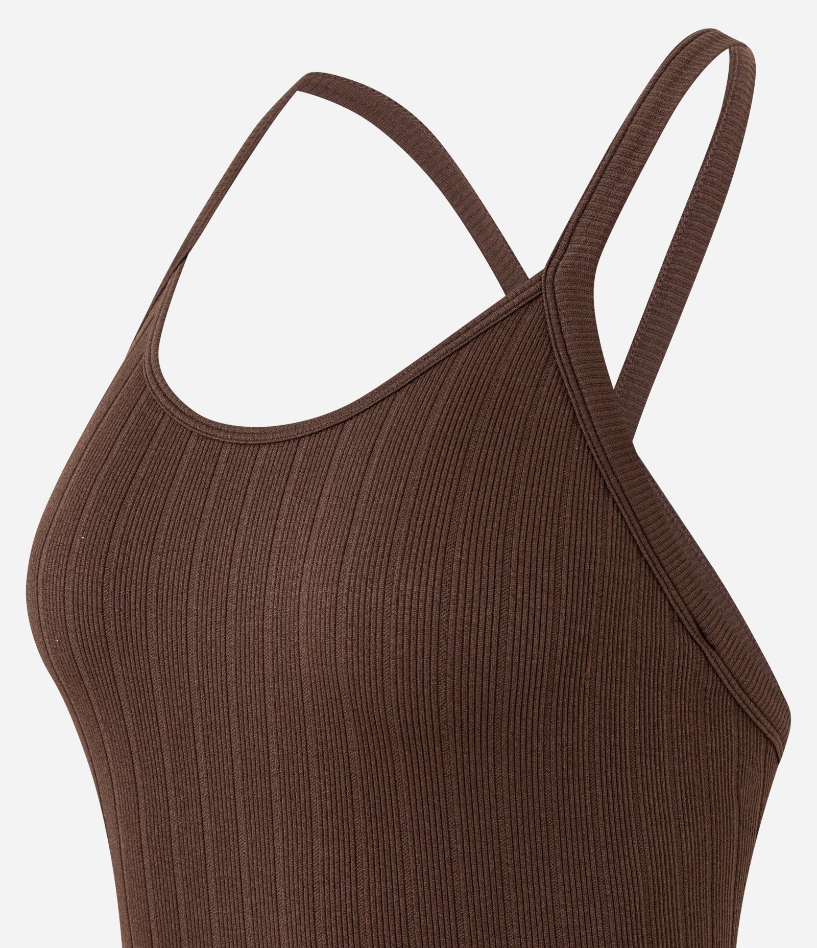 Body Seamless em Poliamida com Alça Trançada Marrom 2