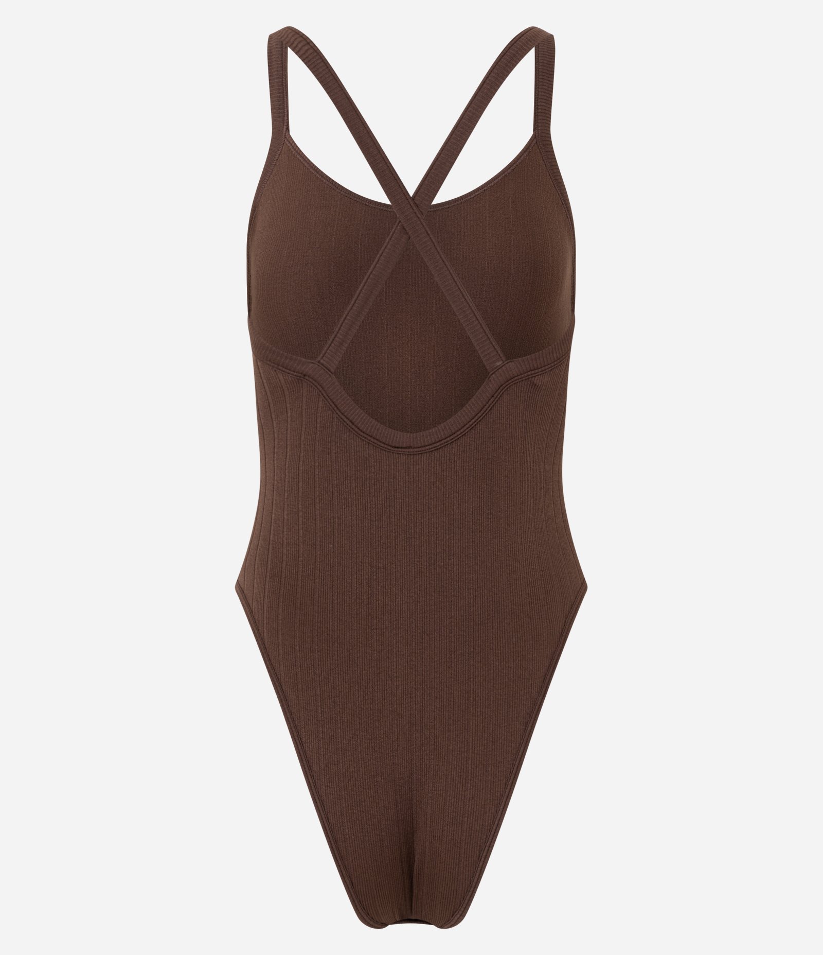 Body Seamless em Poliamida com Alça Trançada Marrom 3