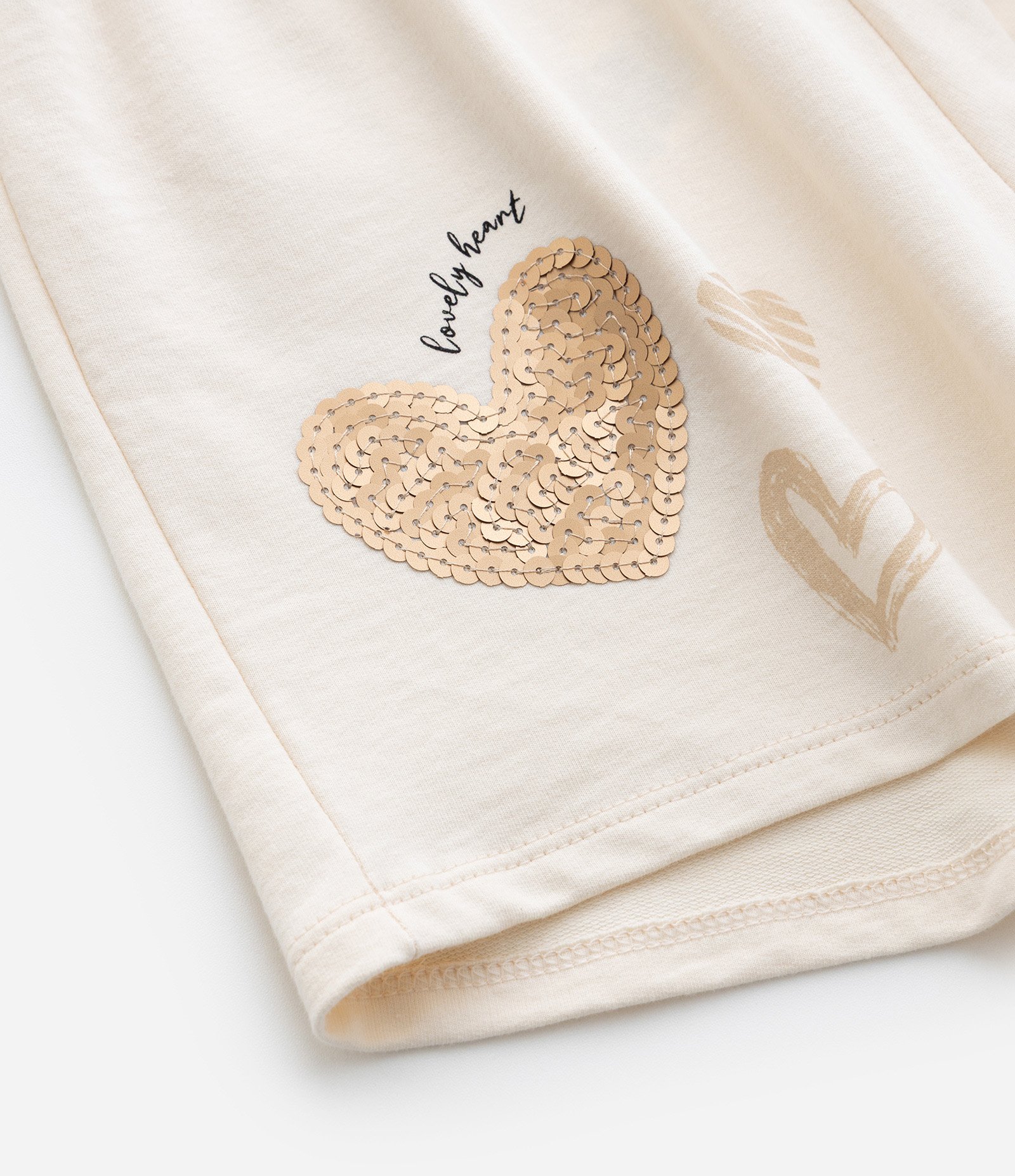 Short Infantil com Estampa de Corações - Tam 5 a 14 Anos Bege 4