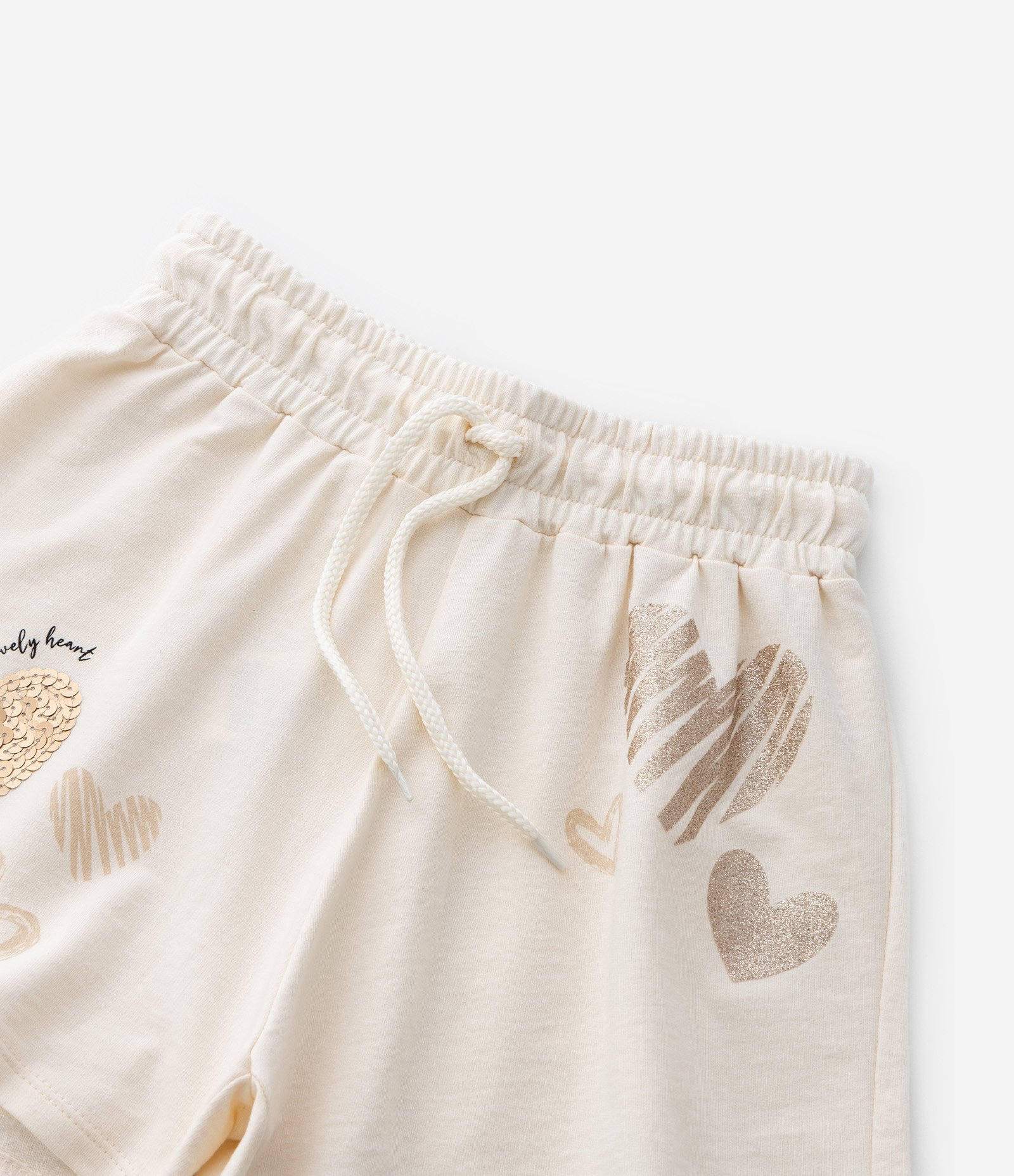 Short Infantil com Estampa de Corações - Tam 5 a 14 Anos Bege 6