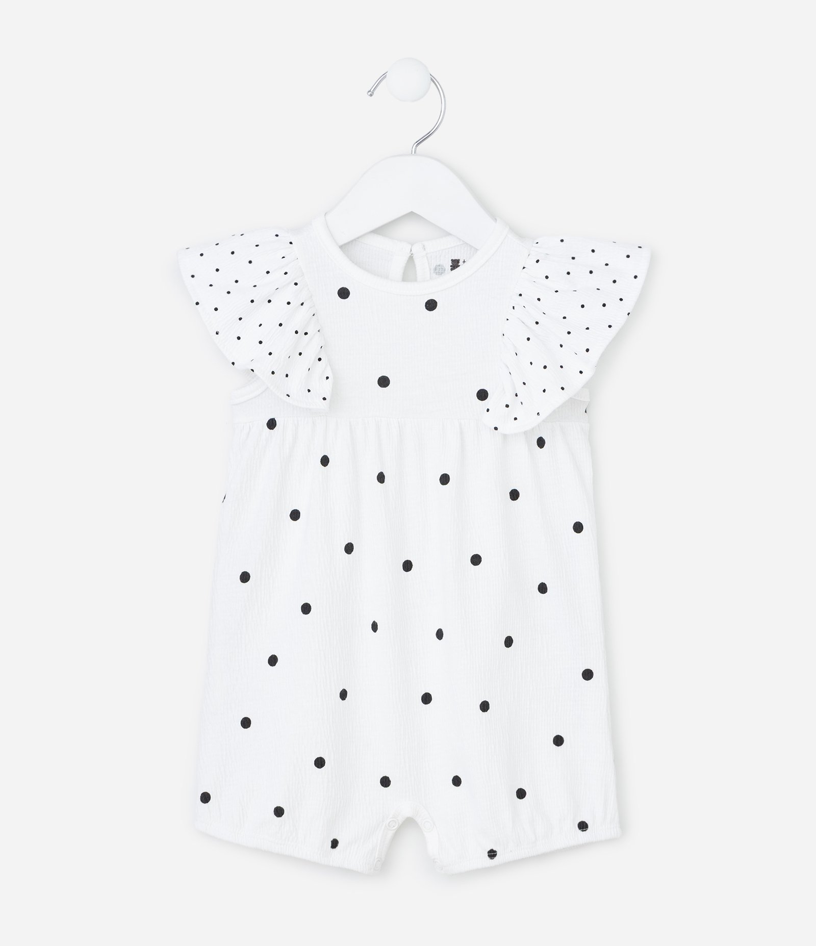 Macaquinho Infantil em Algodão com Estampa Poá - Tam 0 a 18 meses Branco 1