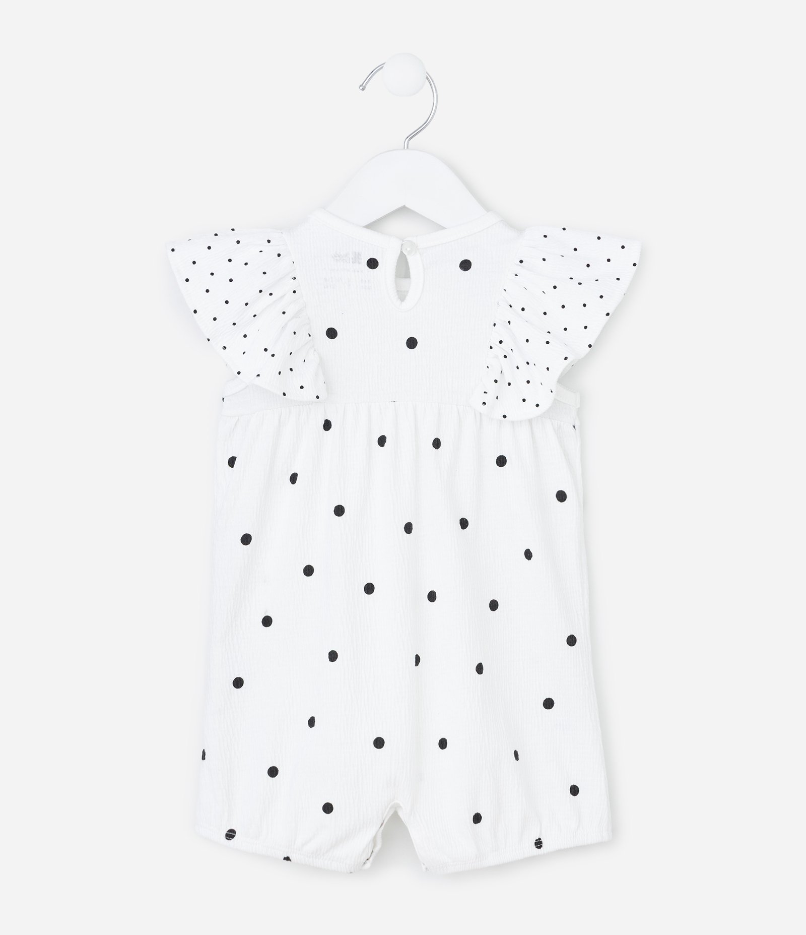 Macaquinho Infantil em Algodão com Estampa Poá - Tam 0 a 18 meses Branco 2