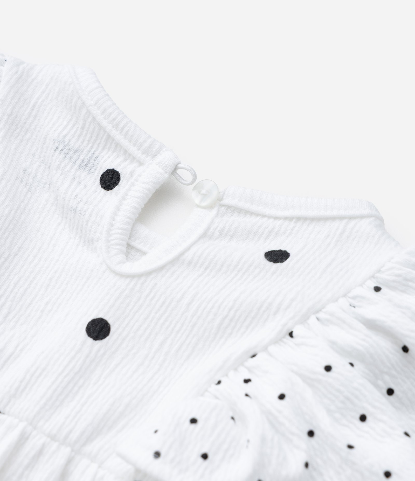 Macaquinho Infantil em Algodão com Estampa Poá - Tam 0 a 18 meses Branco 5