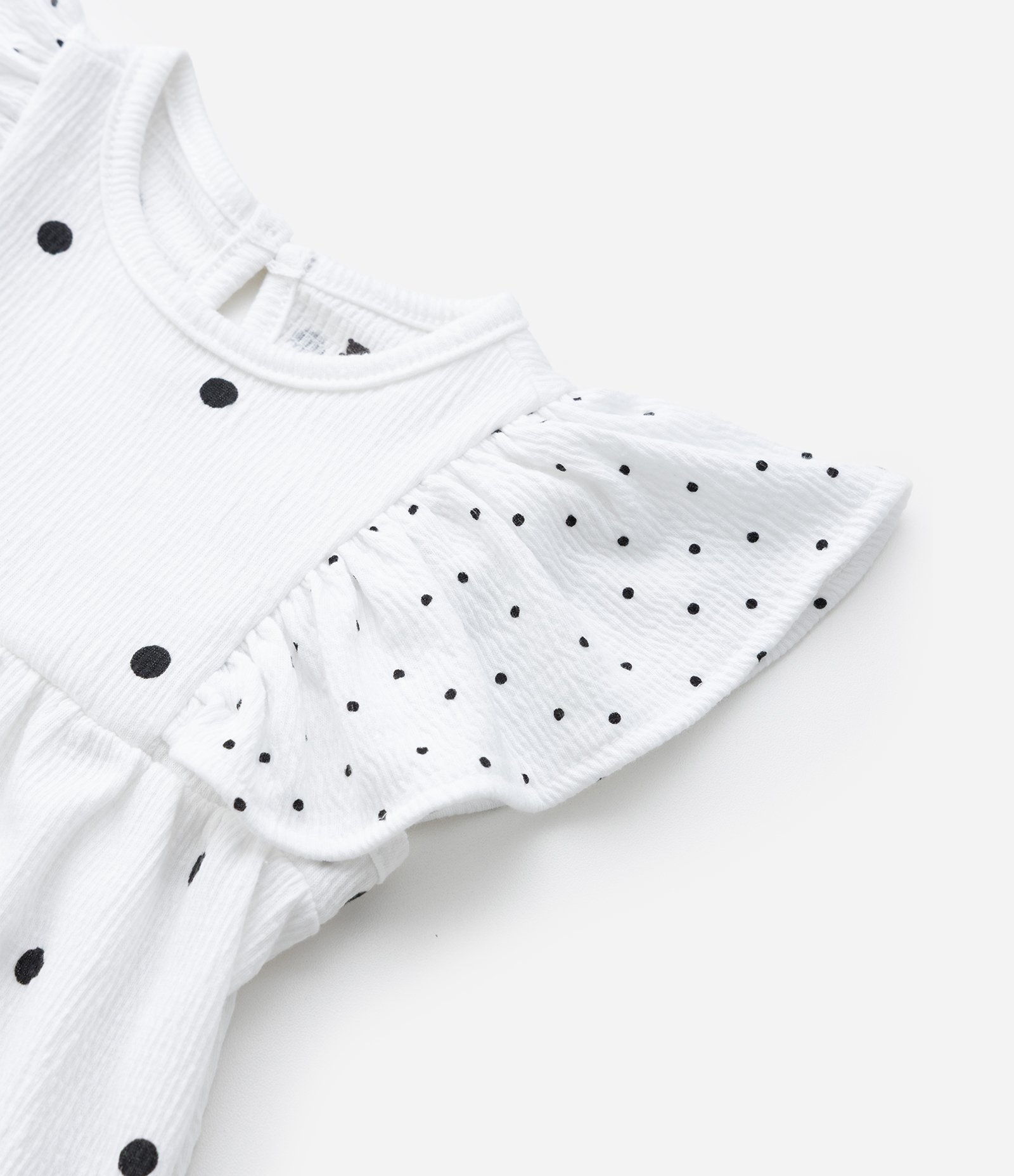 Macaquinho Infantil em Algodão com Estampa Poá - Tam 0 a 18 meses Branco 6