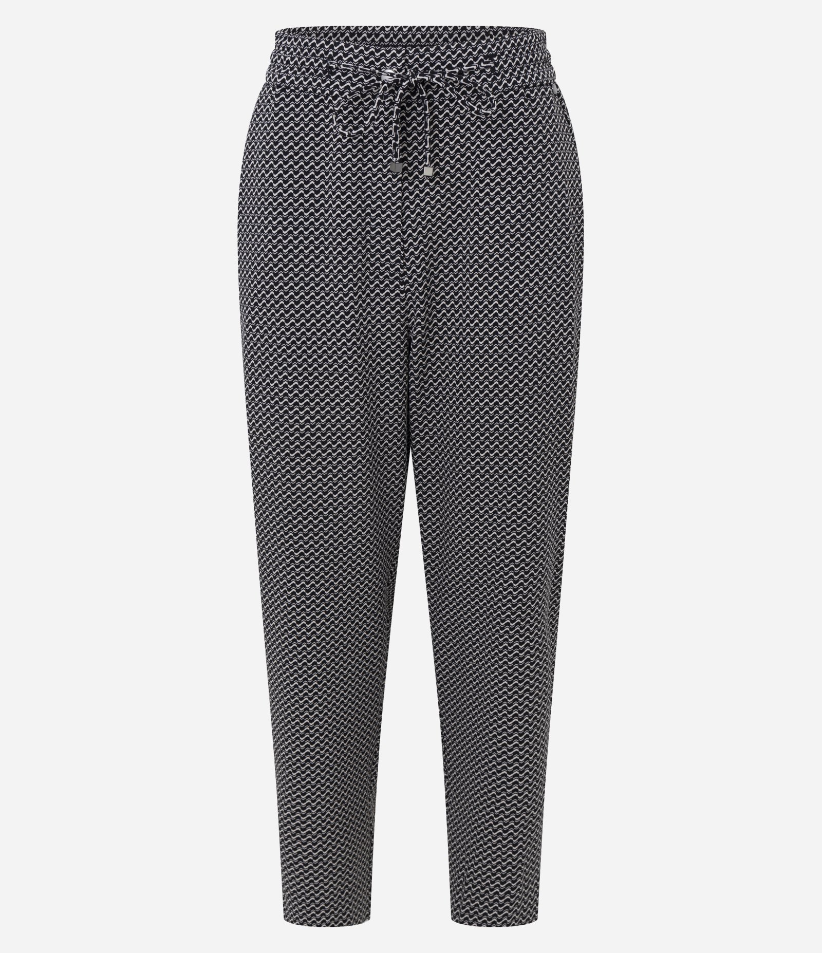 Calça Fluída Alfaiatada em Crepe Pied-de-Poule Preto 1