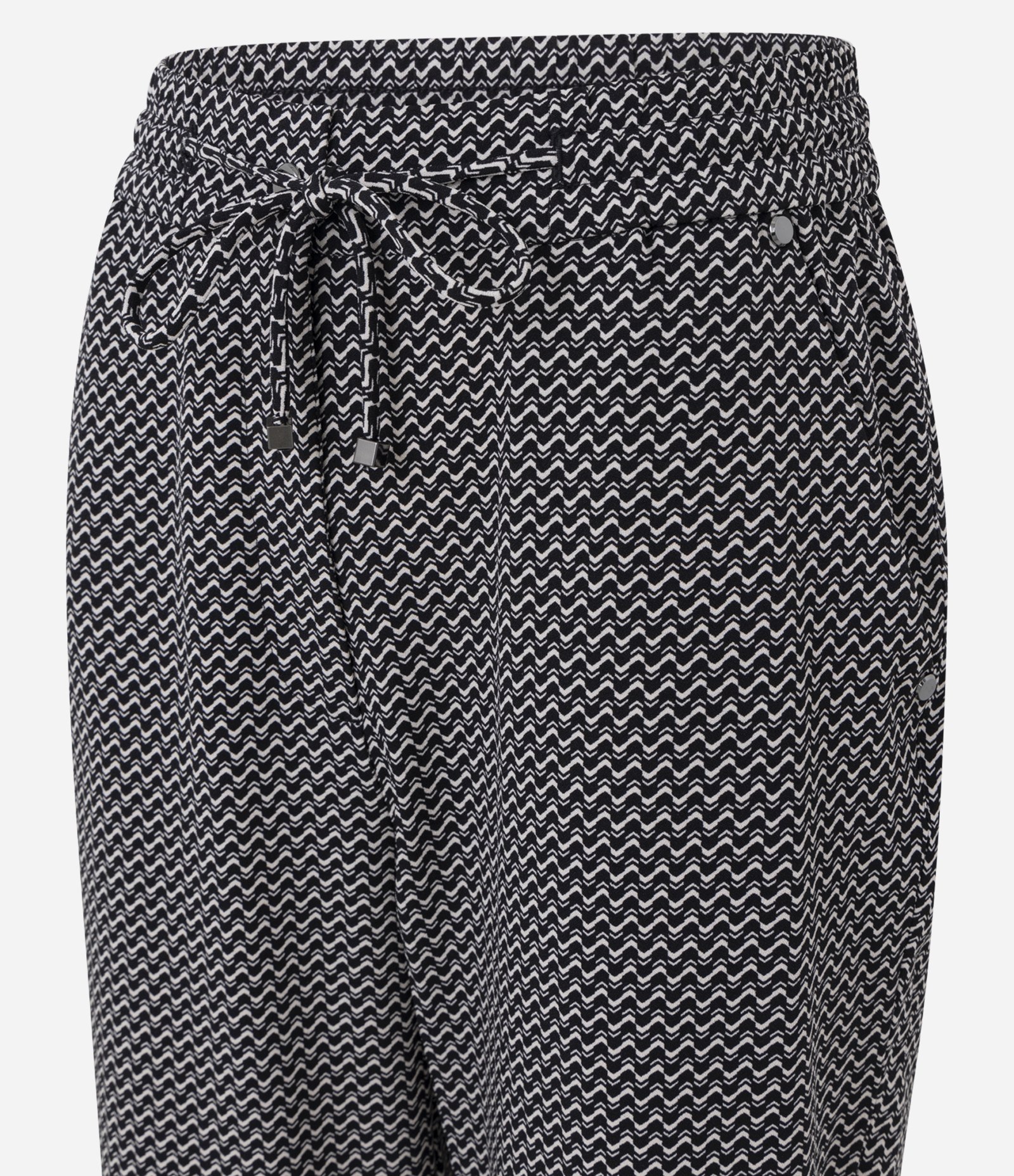 Calça Fluída Alfaiatada em Crepe Pied-de-Poule Preto 2