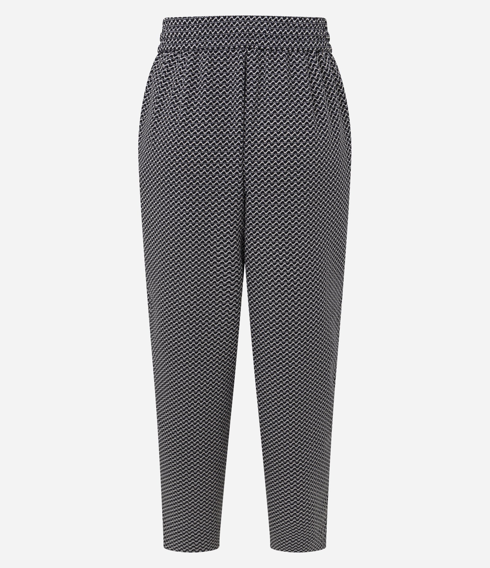 Calça Fluída Alfaiatada em Crepe Pied-de-Poule Preto 3