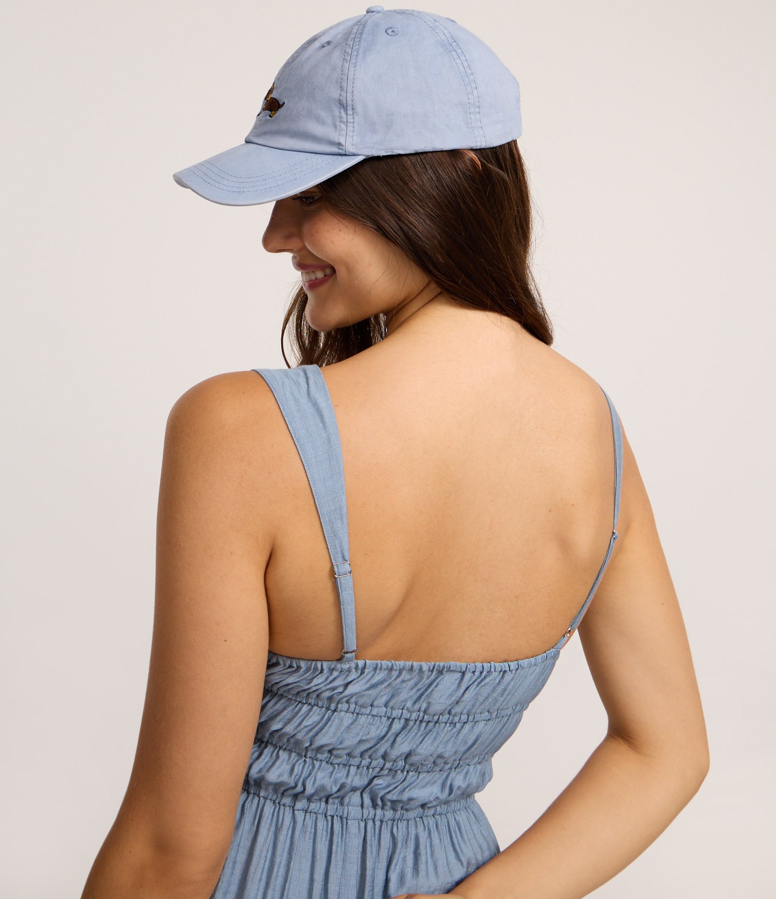 Vestido Evasê Curto com Amarração e Babados Azul 4