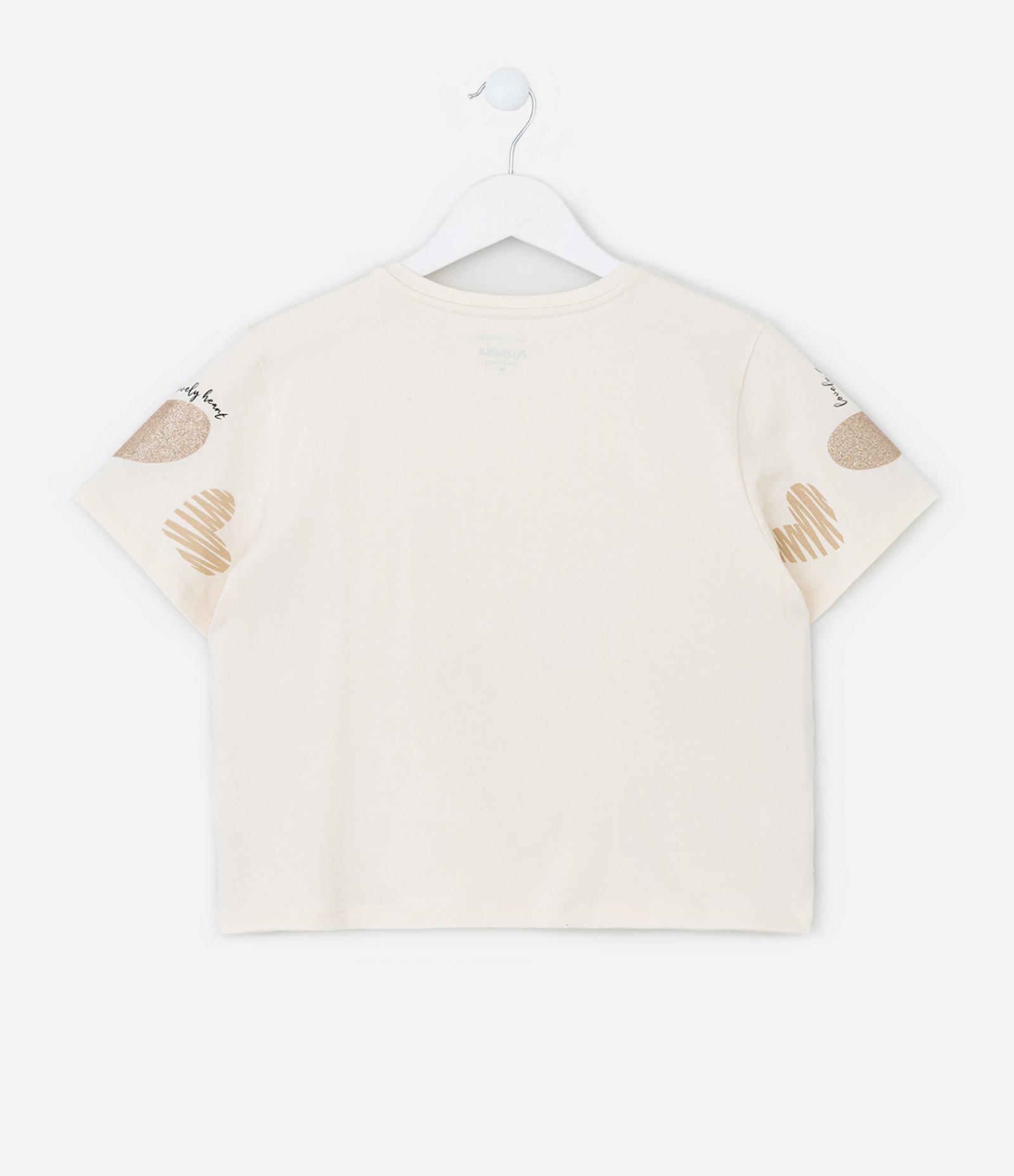 Camiseta Infantil com Estampa de Corações e Glitter Tam - 5 a 14 Anos Off White 3