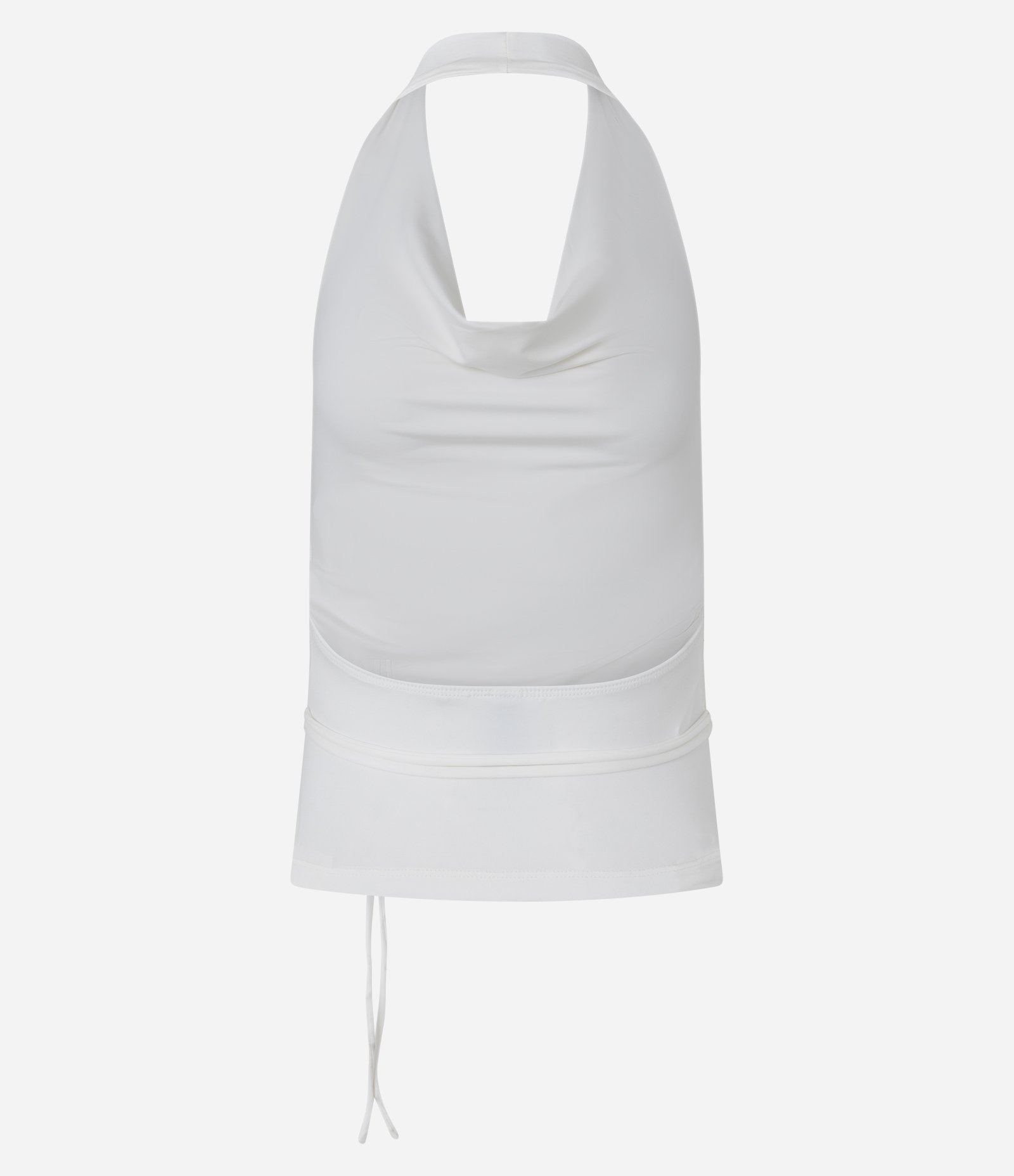 Blusa Frente Única com Decote Degagê e Amarração com Aviamento Branco 5