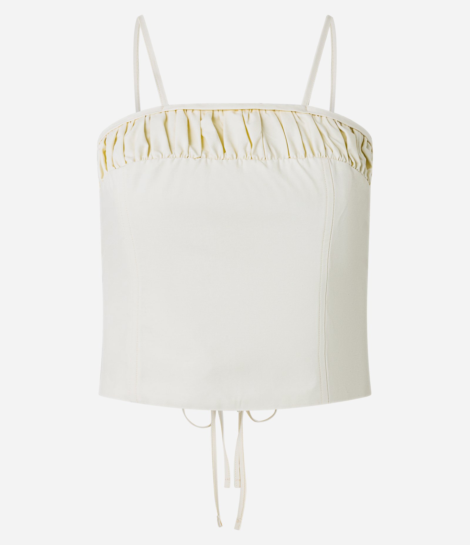 Blusa de Alça em Tricoline com Franzido no Busto Off White 8