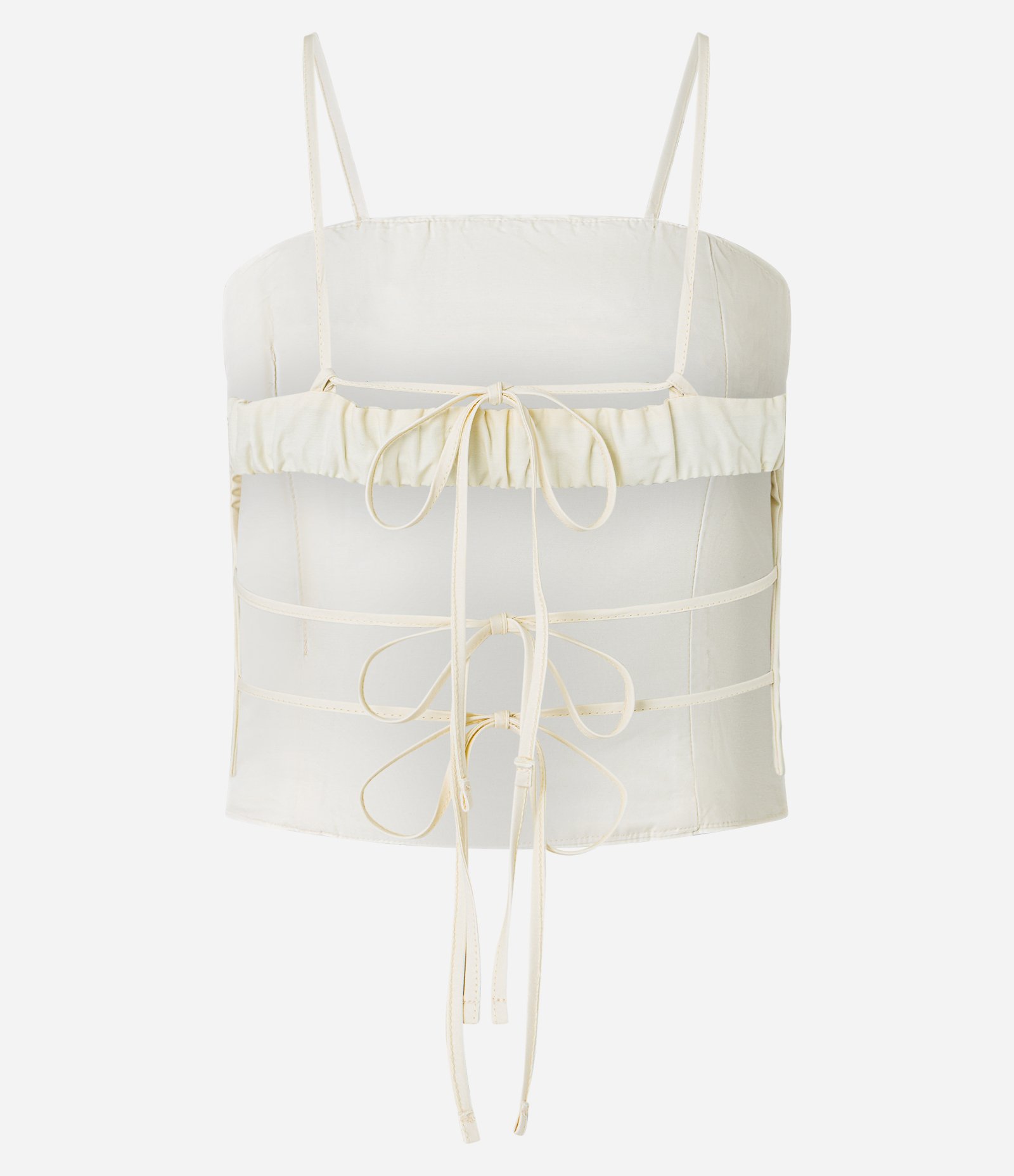 Blusa de Alça em Tricoline com Franzido no Busto Off White 10