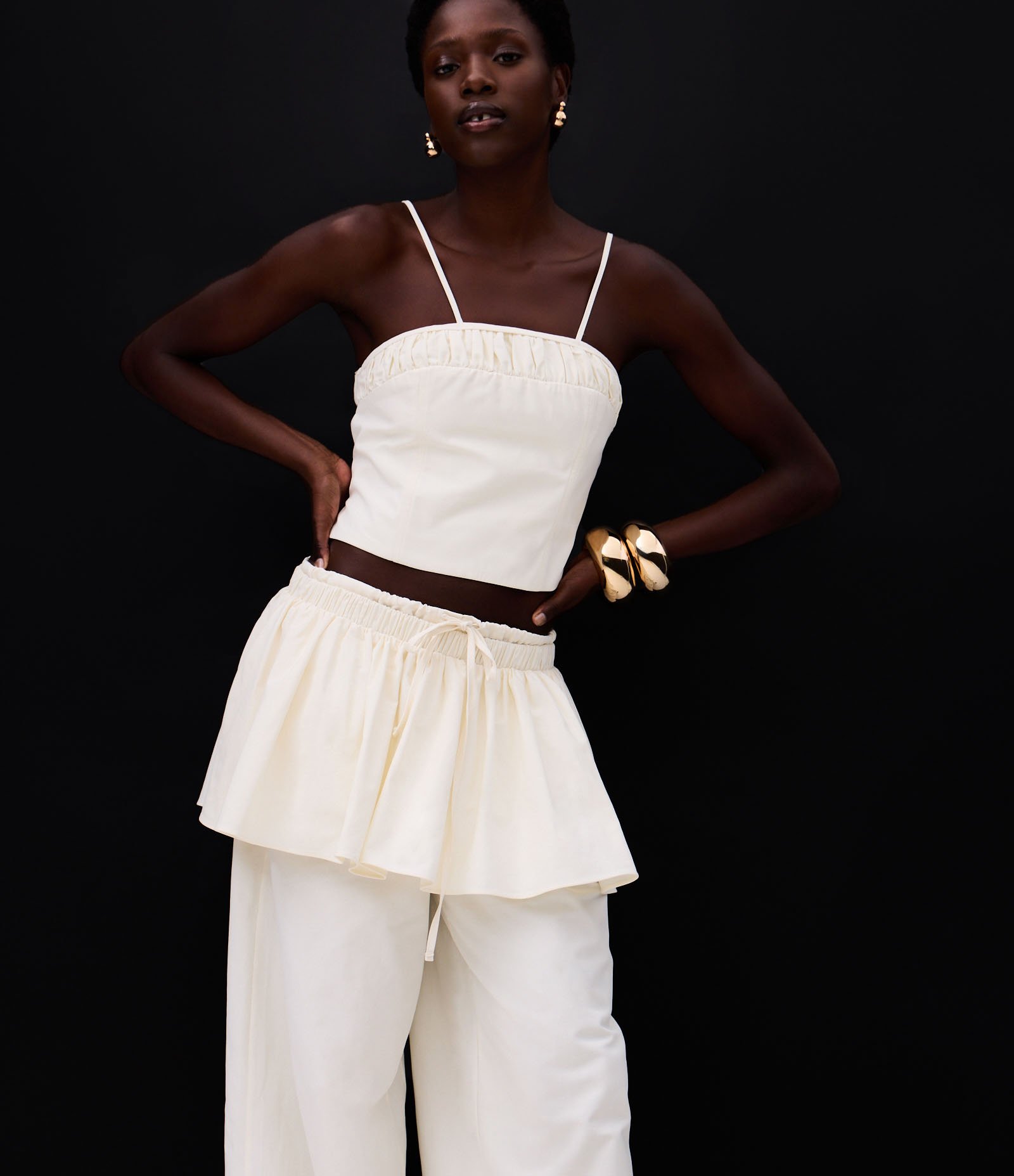 Blusa de Alça em Tricoline com Franzido no Busto Off White 7