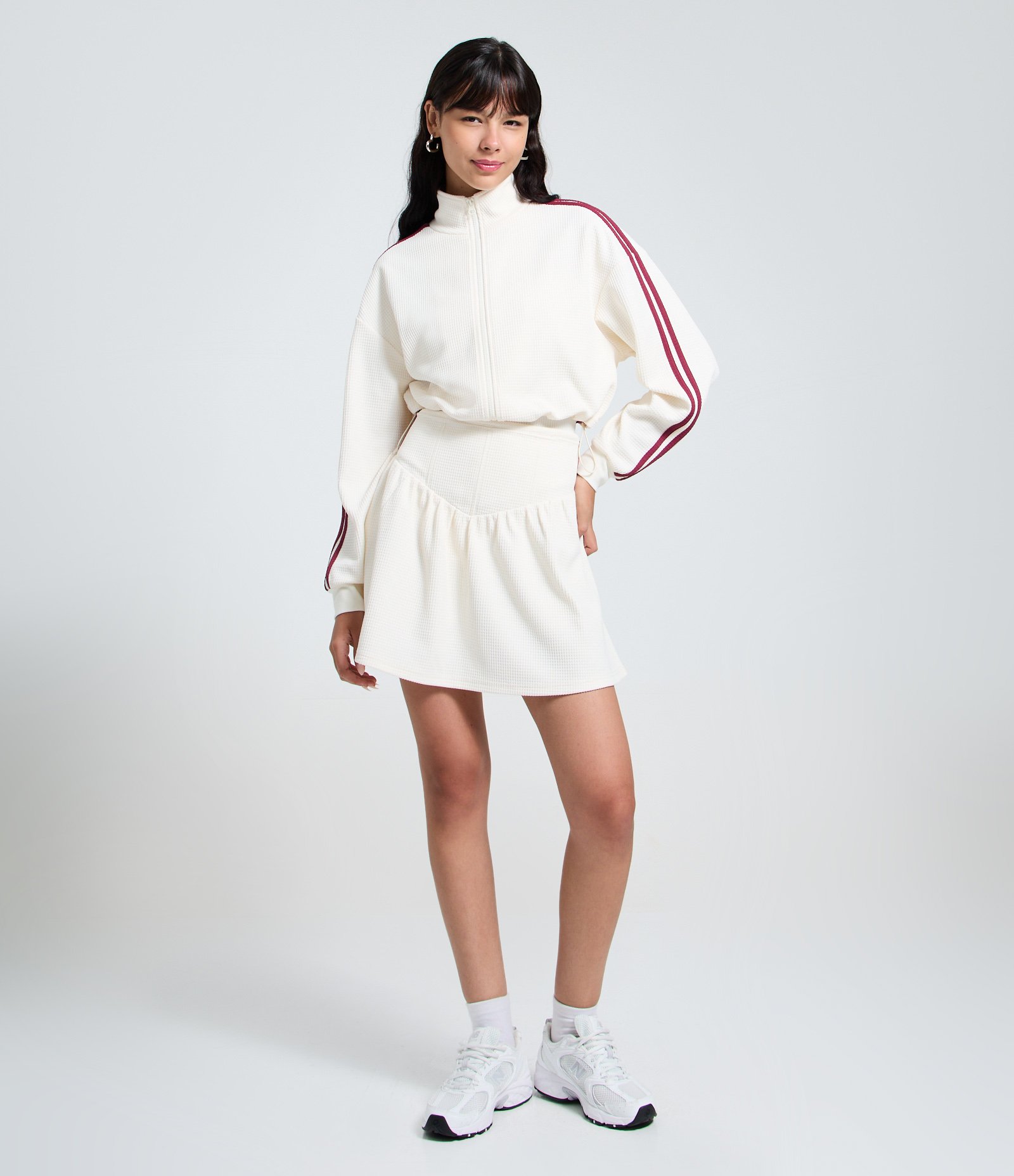 Short Saia em Malha Waffle com Listras Laterais Off White 1