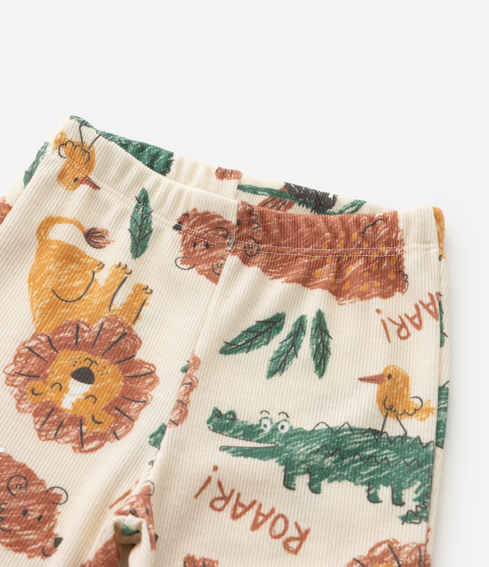 Pijama Infantil Longo em Ribana com Estampa Animais - Tam 2 a 6 Anos Bege 8