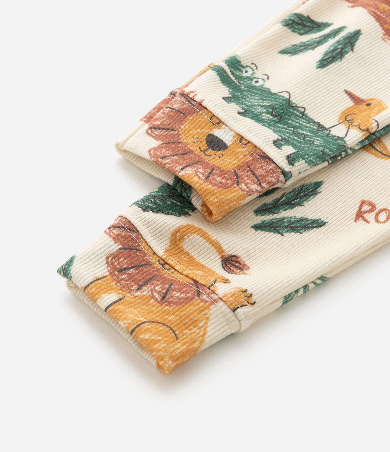 Pijama Infantil Longo em Ribana com Estampa Animais - Tam 2 a 6 Anos Bege 6