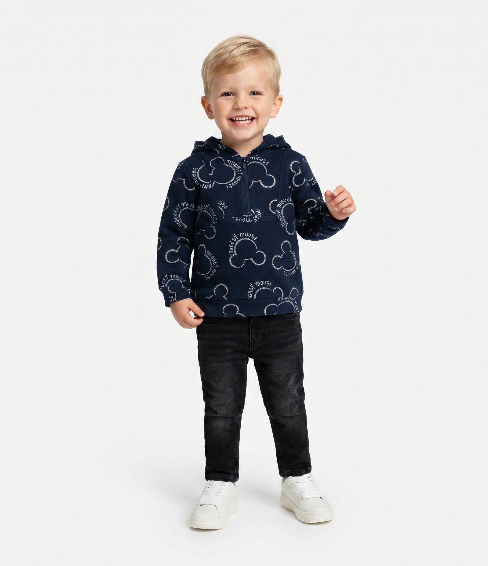 Casaco Infantil com Capuz e Estampa Mickey – Tam 1 a 6 Anos Azul Marinho 1