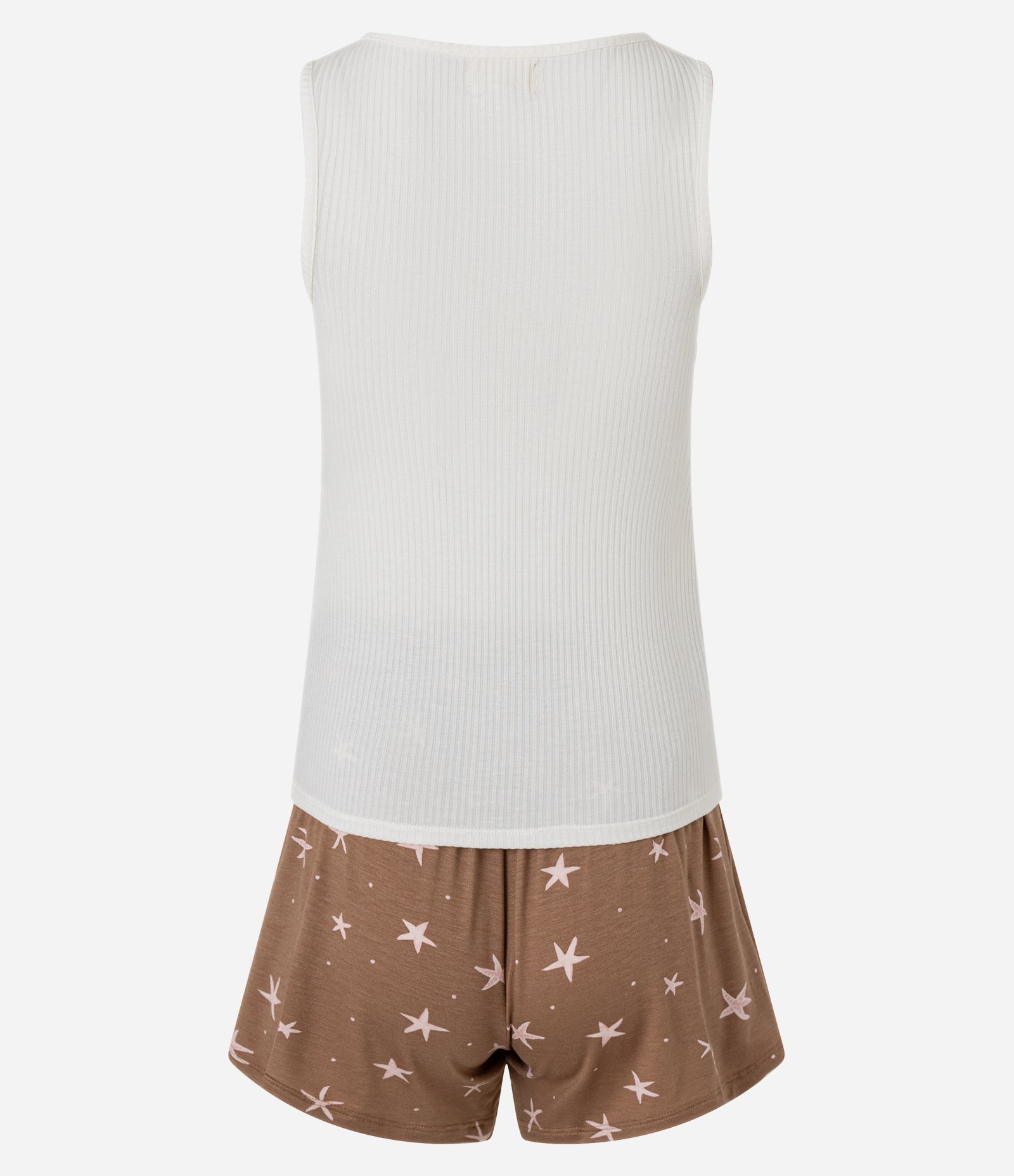 Pijama Short Doll em Viscose Short Estampado de Estrelas do Mar Branco 6
