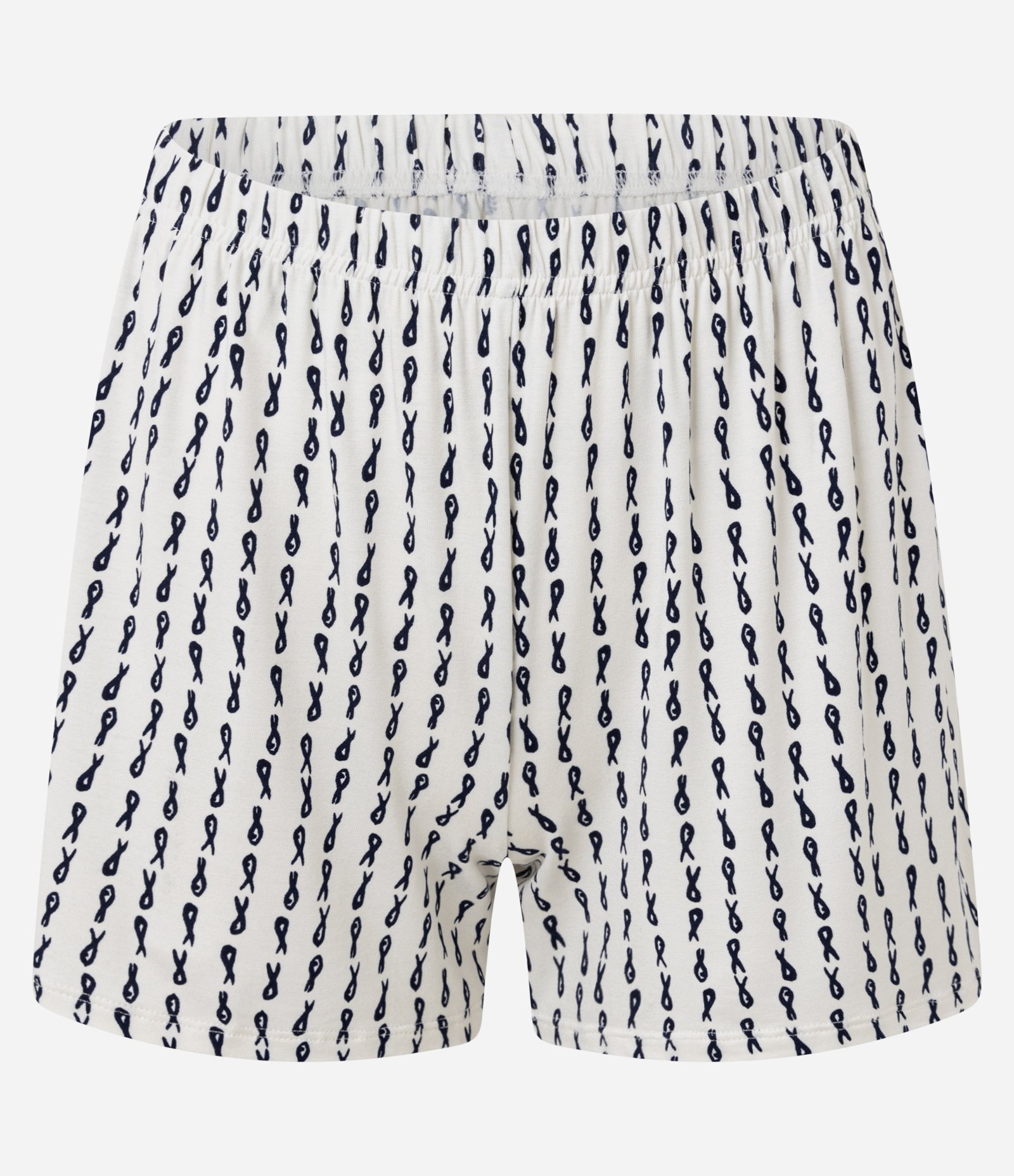 Pijama Short Doll em Ribana com Short Estampado de Peixinhos Azul Marinho/Branco 8