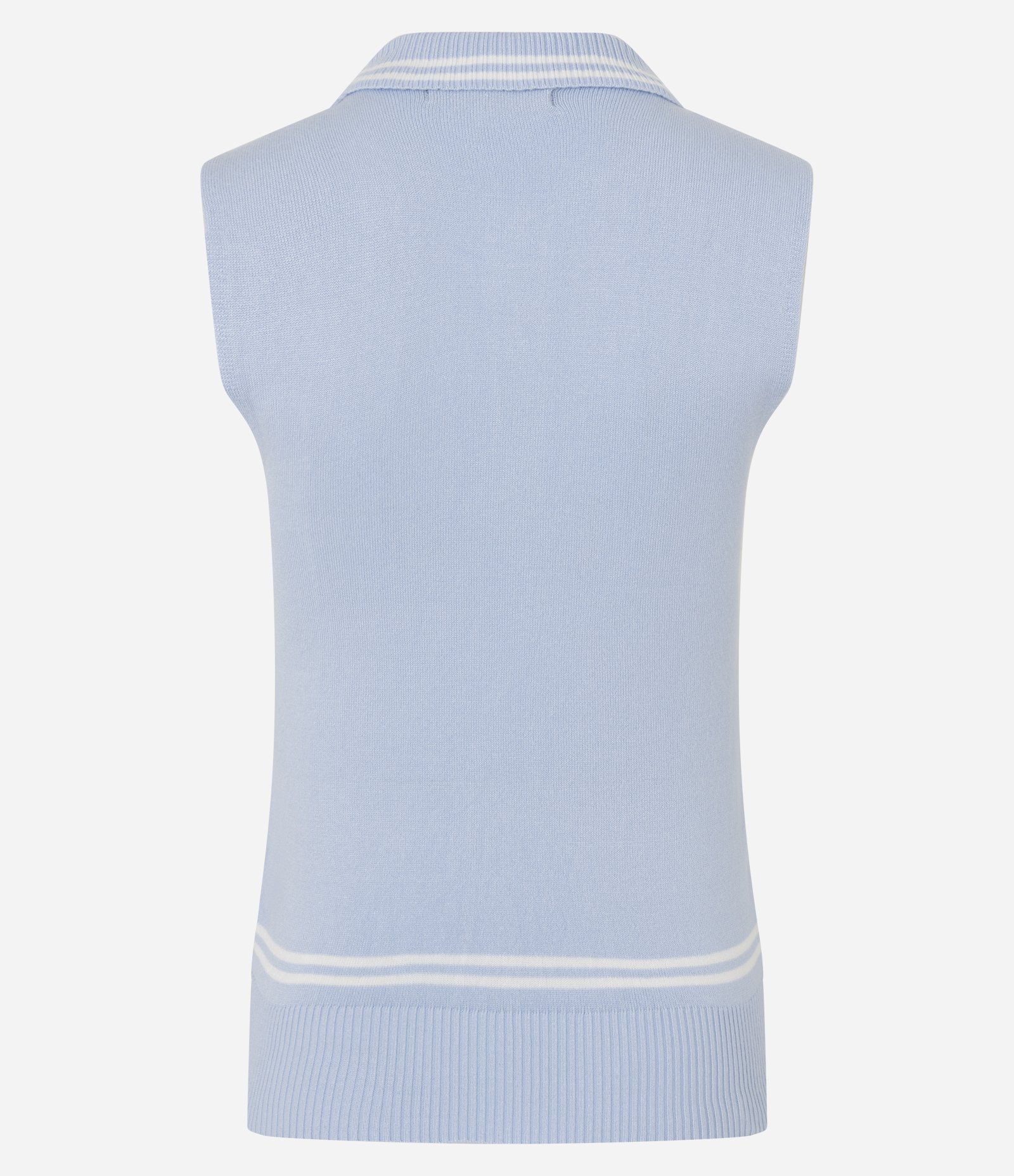 Blusa Manga Curta com Gola Polo em Tricô Azul 3