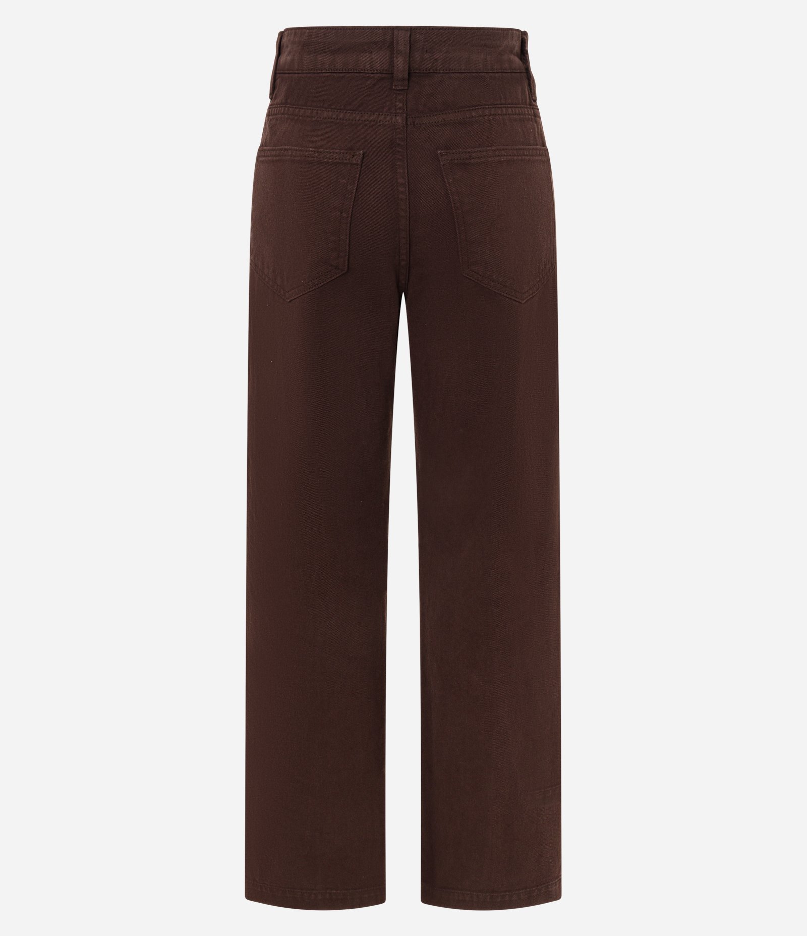Calça Reta Comfort Cintura Alta em Sarja Marrom 6