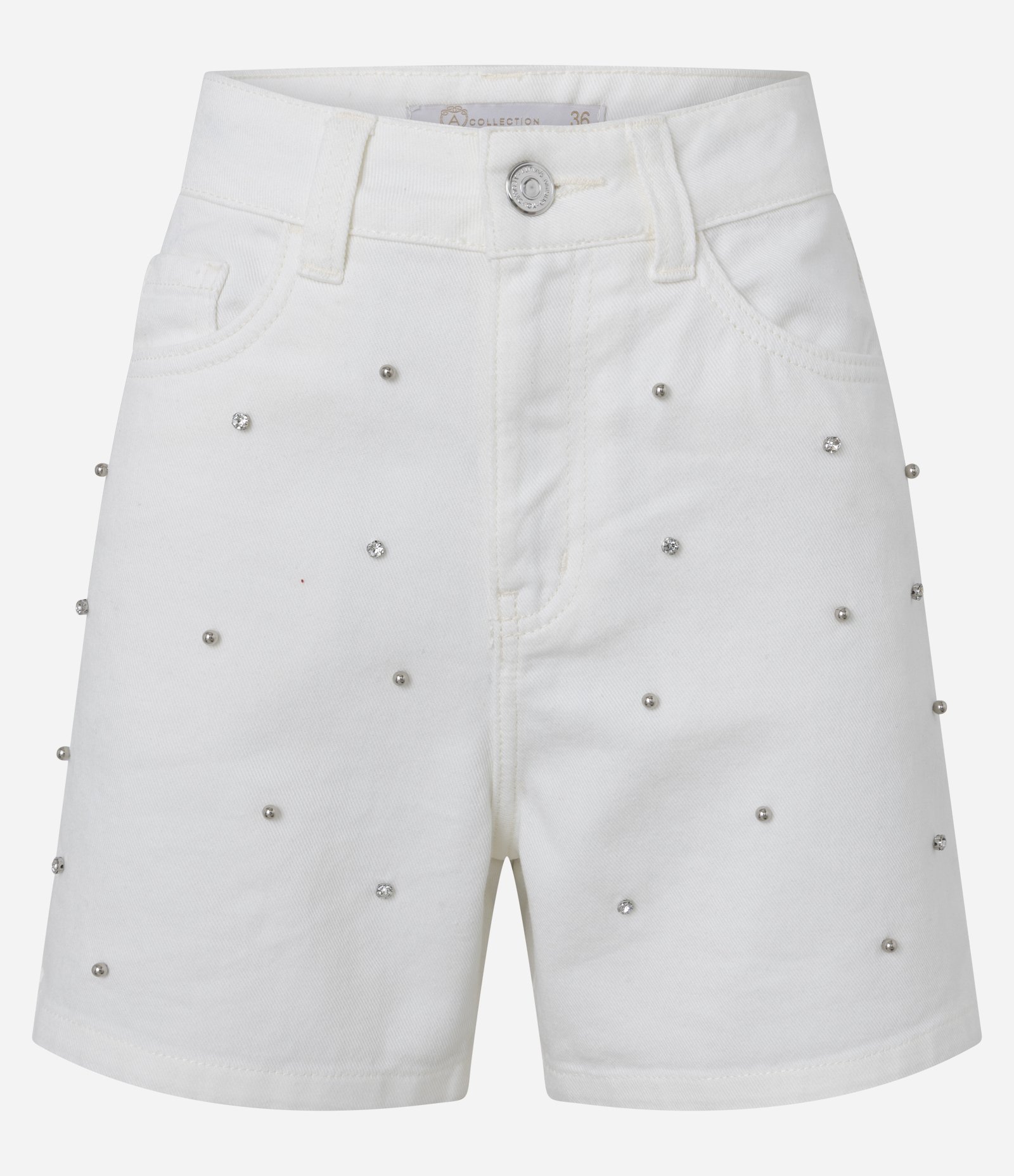 Short Cintura Alta em Sarja com Brilhos Off White 5
