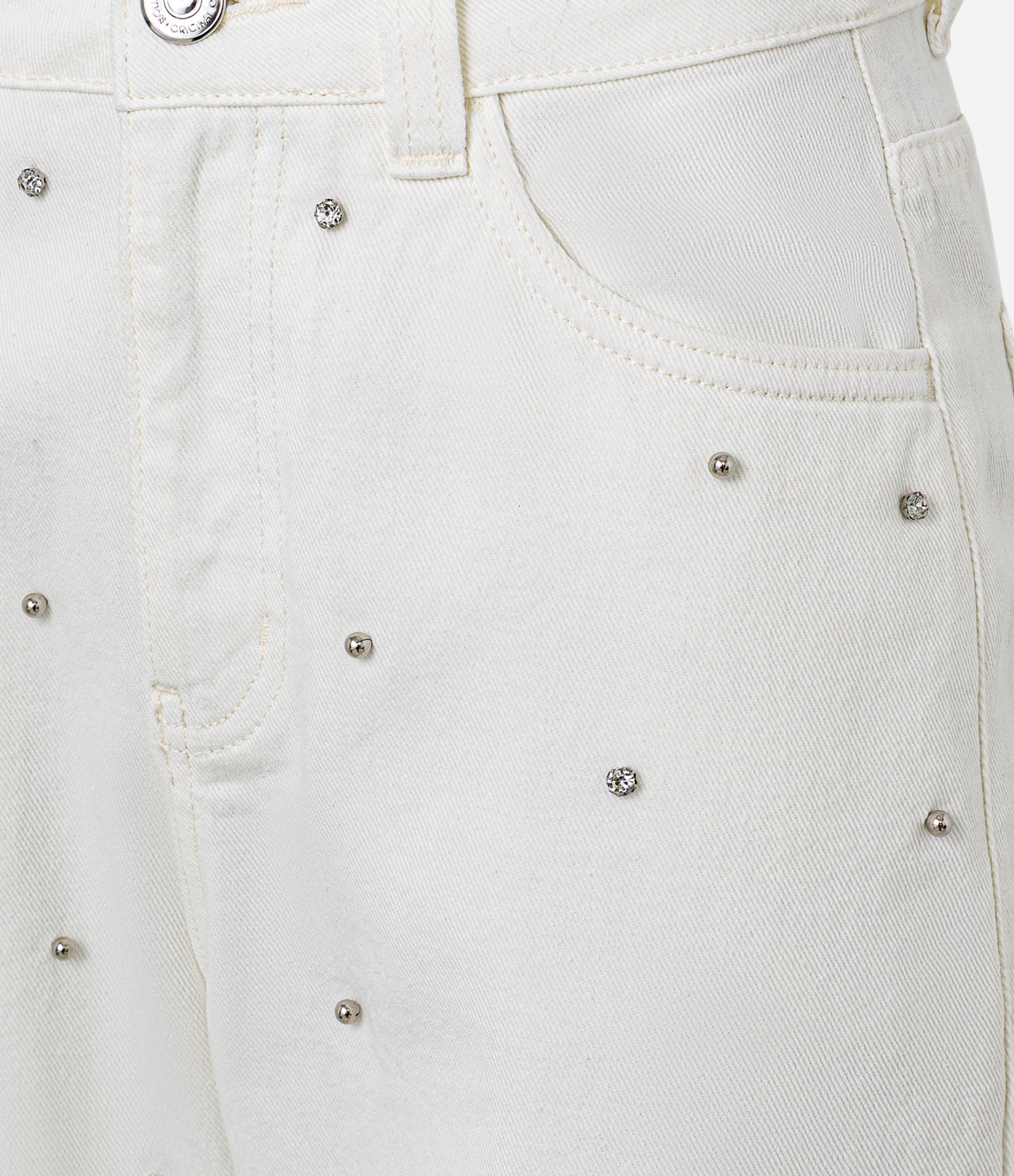 Calça Mom Comfort em Sarja com Brilho Off White 6