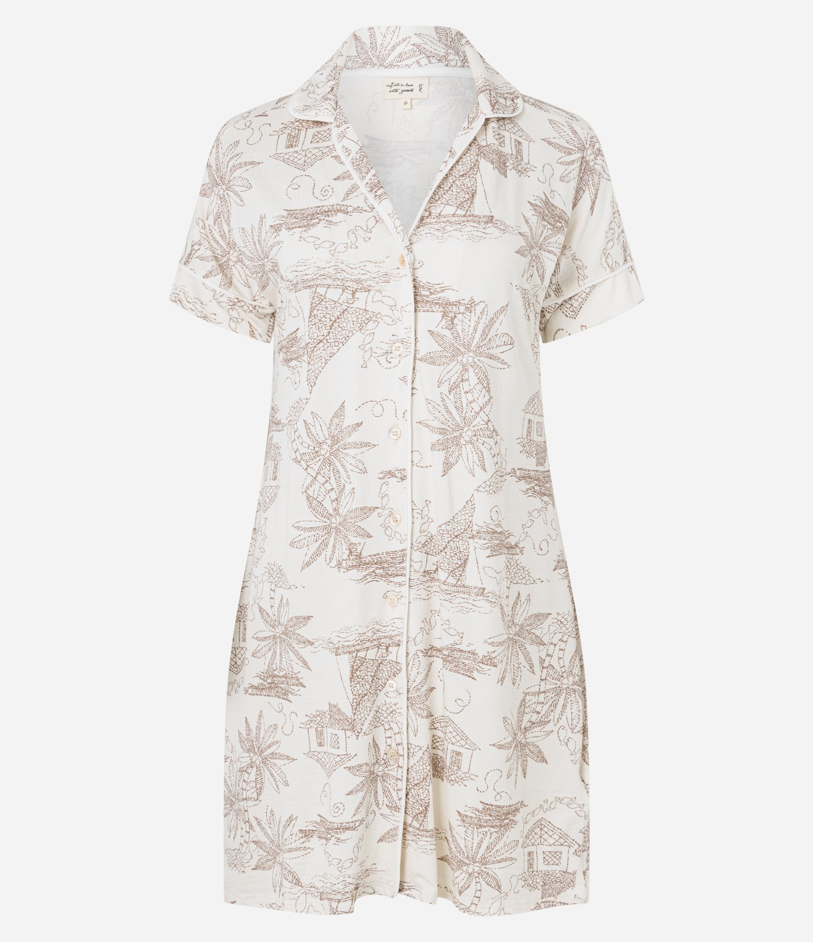 Camisola Americana em Viscose com Estampa de Paisagem Off White 2