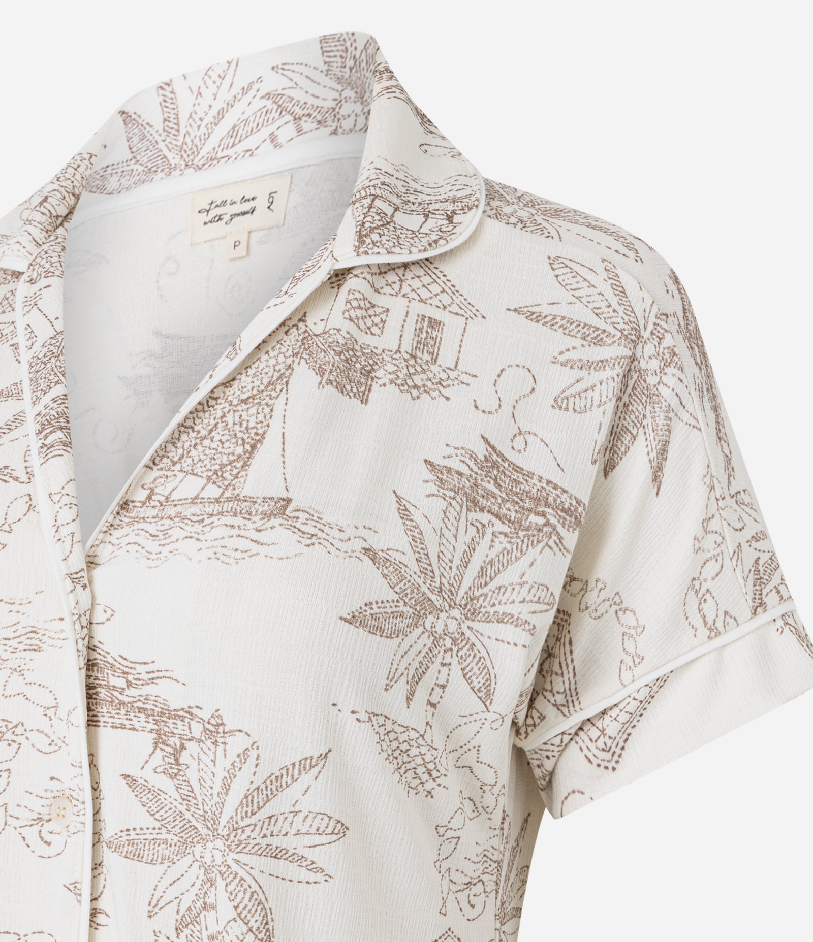 Camisola Americana em Viscose com Estampa de Paisagem Off White 3