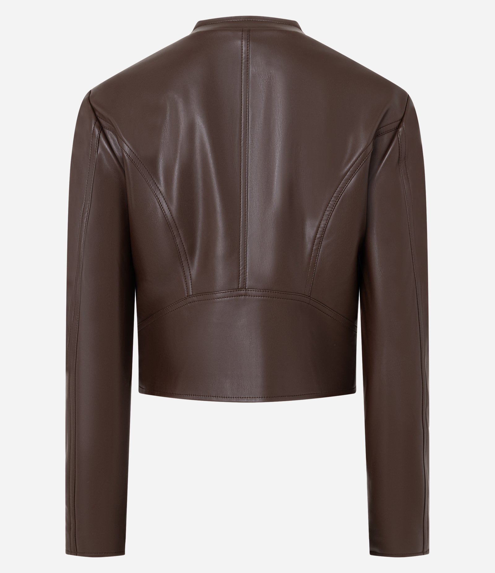 Jaqueta Básica em Pu com Zíper Tratorado Chicory Coffee 2