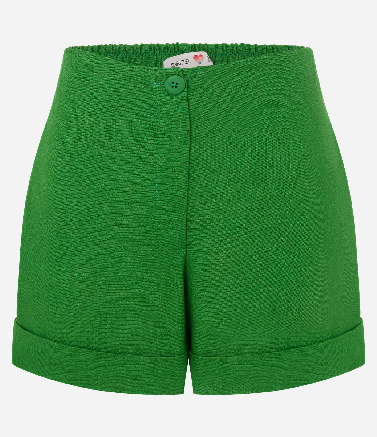 Short Curto em Viscolinho com Barra Virada Verde 6