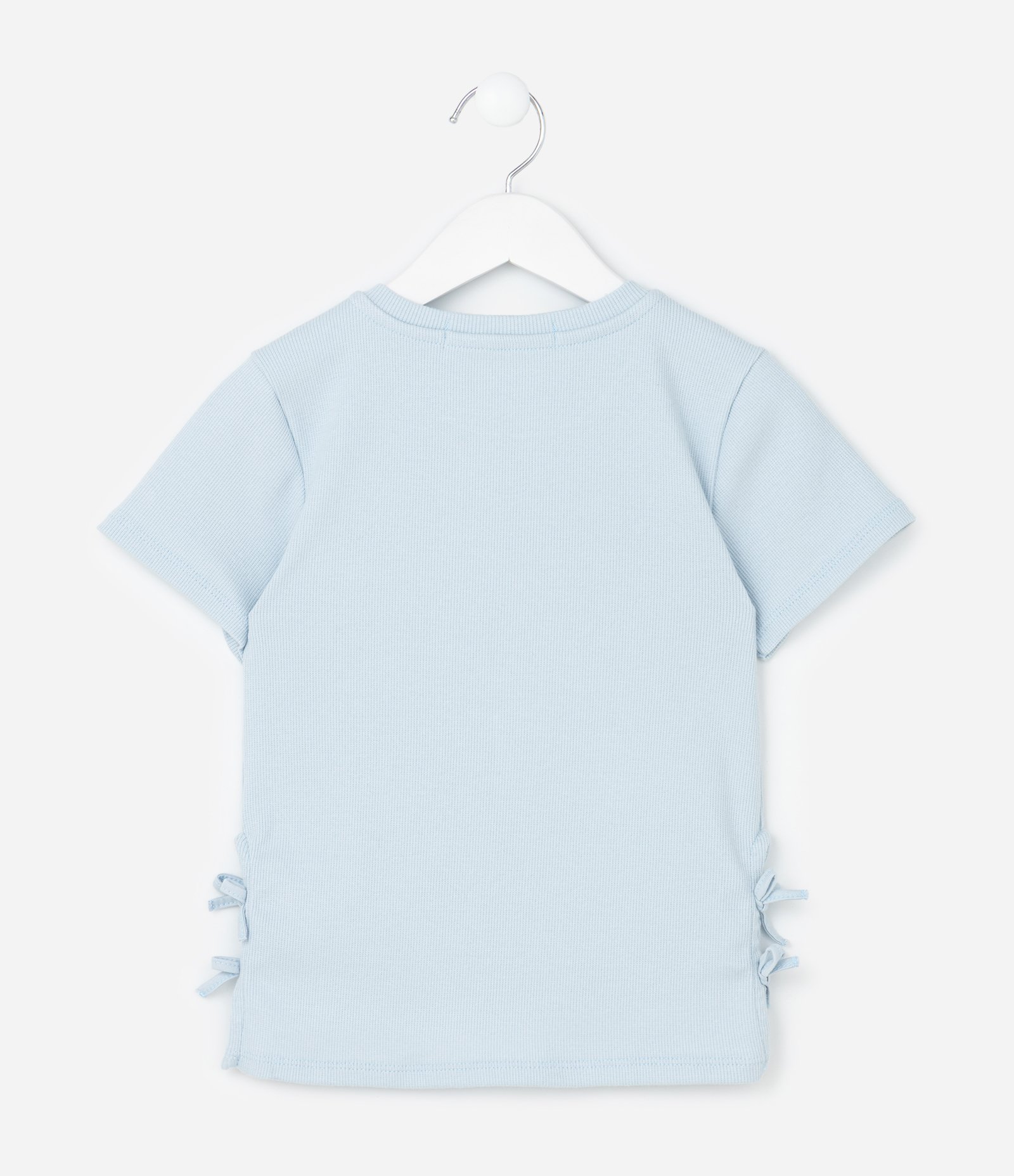 Blusa Slim Infantil com Abertura e Laços Laterais - Tam 7 a 14 Anos Azul 3