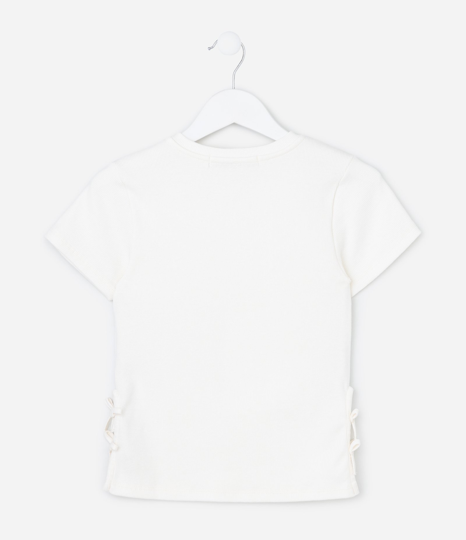 Blusa Slim Infantil com Abertura e Laços Laterais - Tam 7 a 14 Anos Branco 3