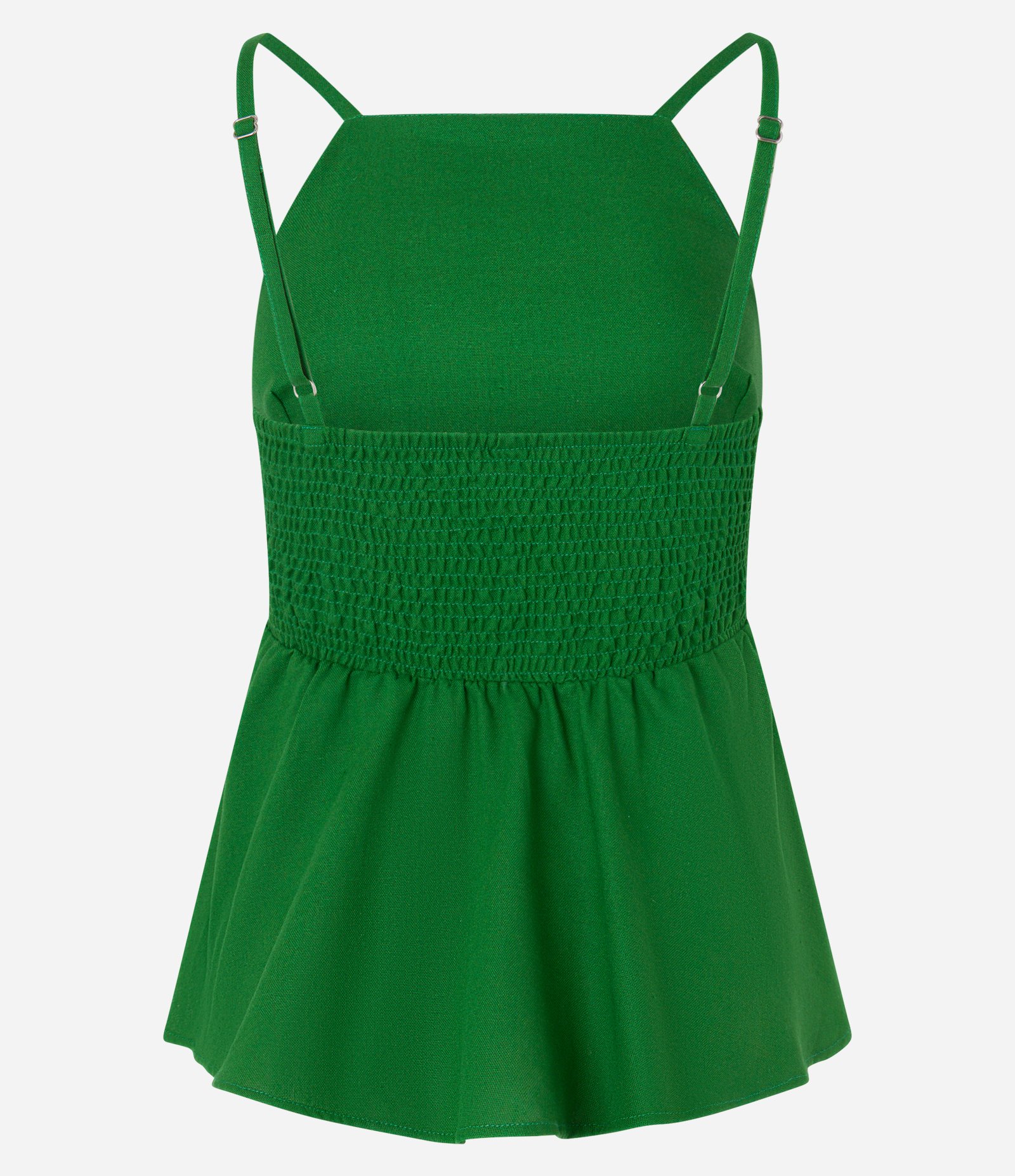 Blusa Peplum em Viscolinho com Cava Americana Verde 7