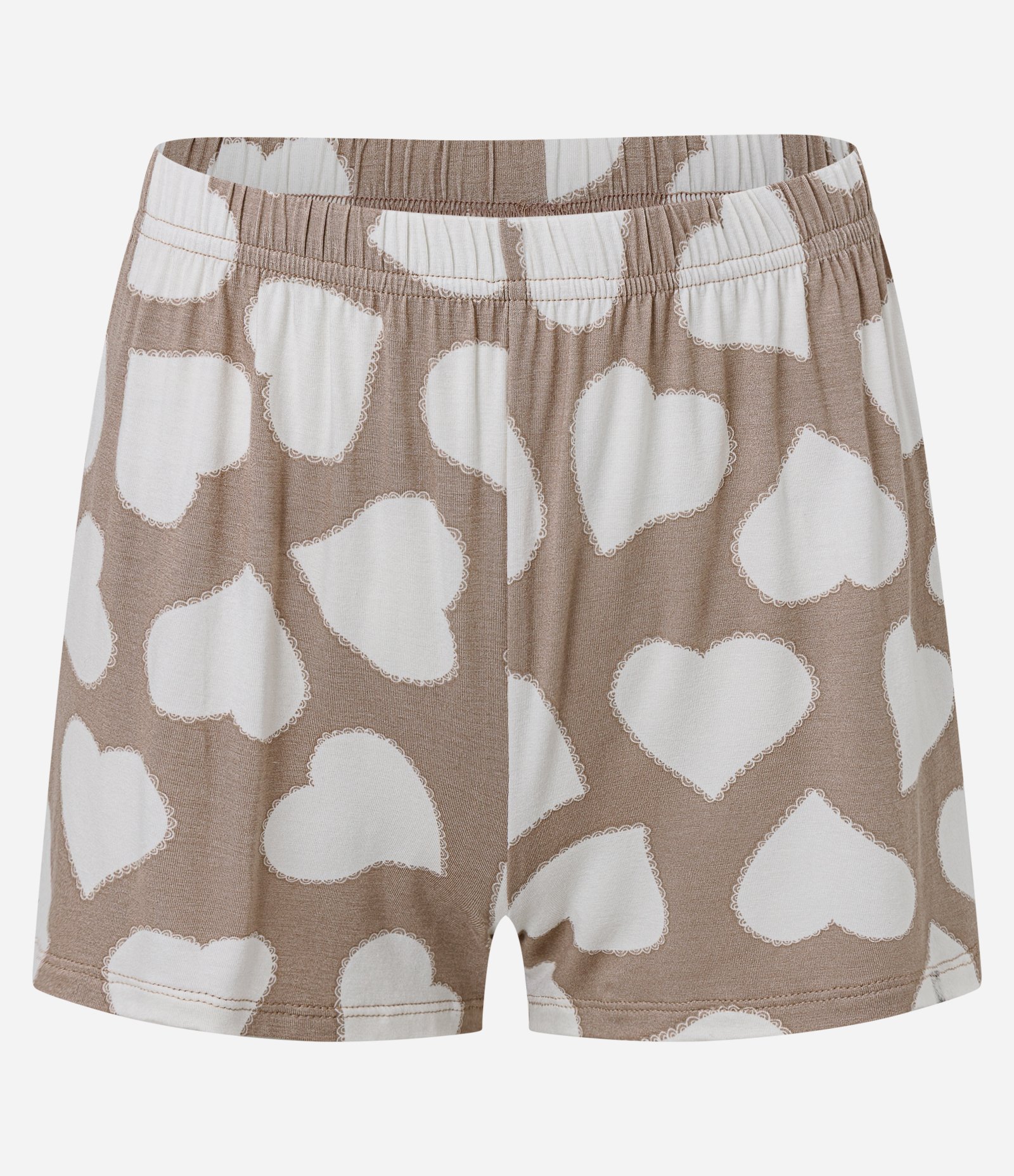 Pijama Short Doll em Viscose com Rendinha e Short com Estampa de Coração Branco 2