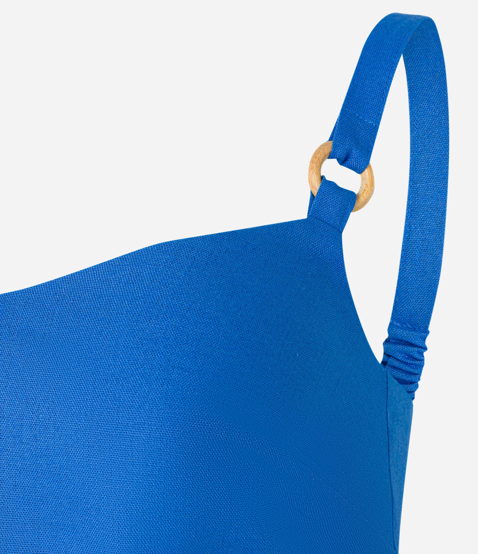 Blusa Cropped em Viscolinho com Aviamento nas Alças e Lastex Azul 8