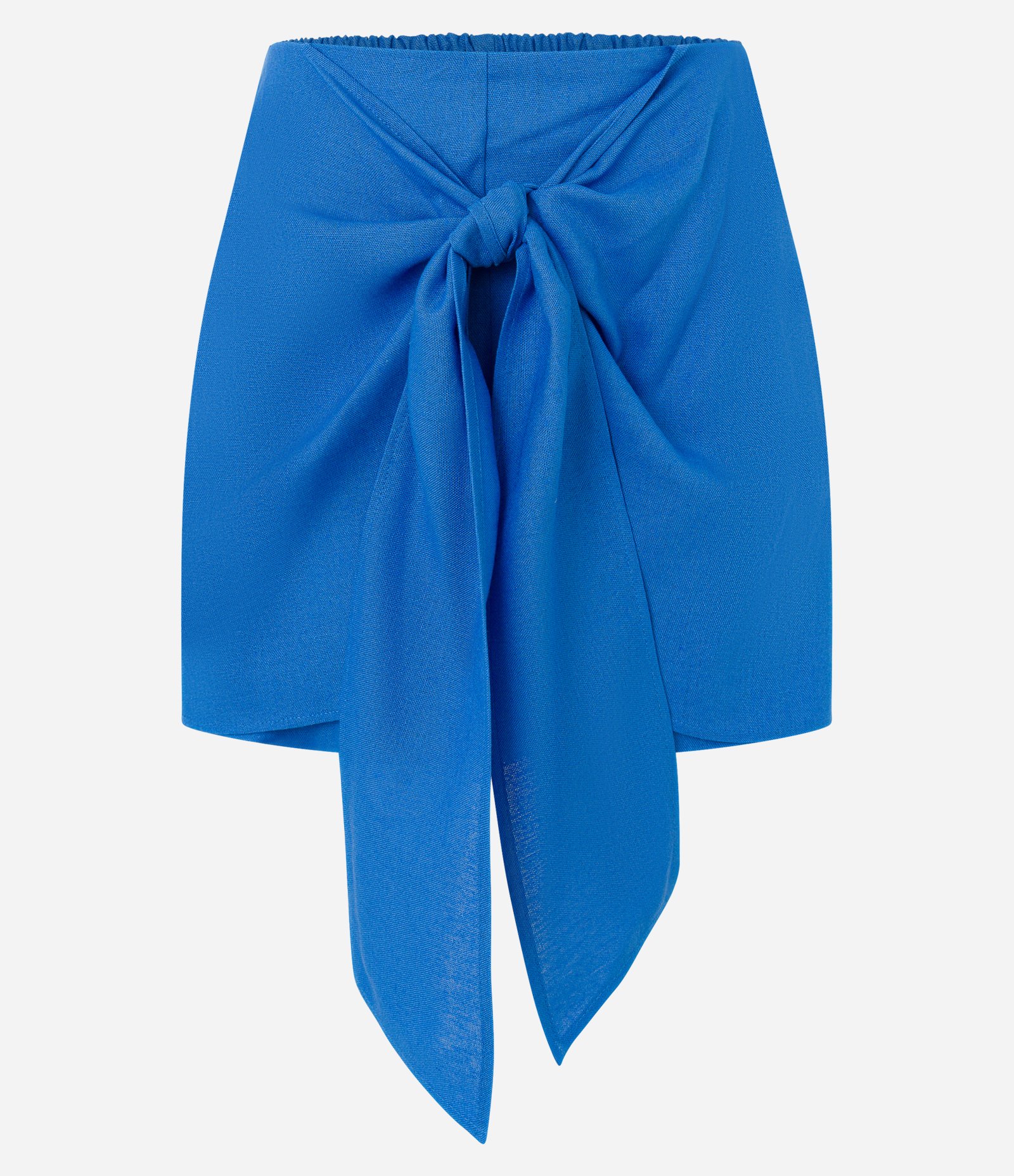 Short Saia em Viscolinho com Amarração Frontal Azul 6