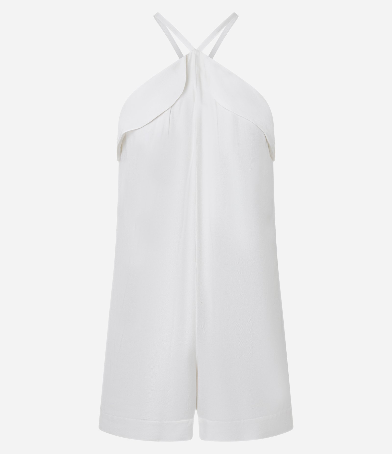 Macaquinho em Viscose com Frente Única e Lapela na Gola Branco 5