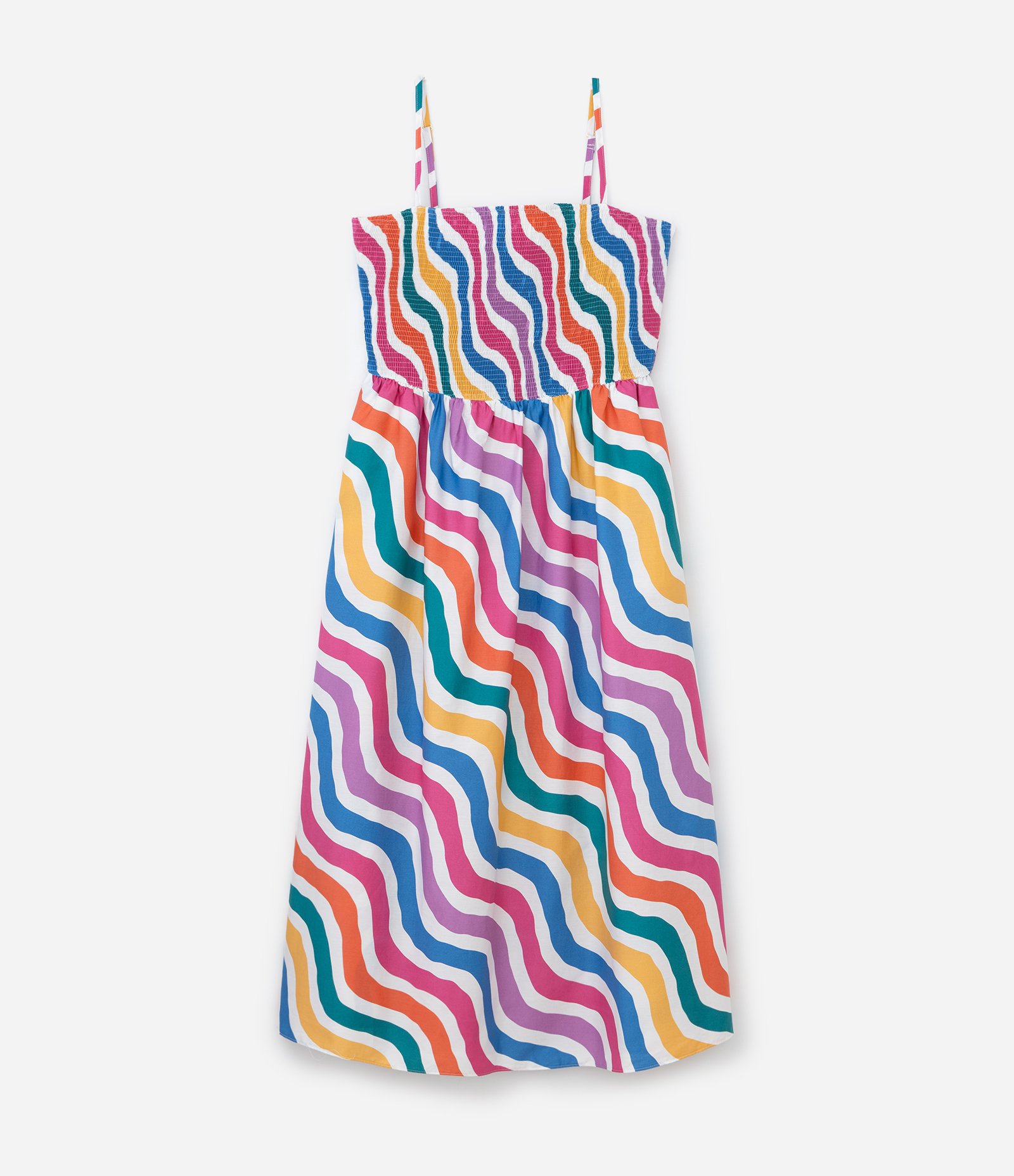 Vestido Midi em Tricoline com Listras Curve & Plus Size Multicores 5