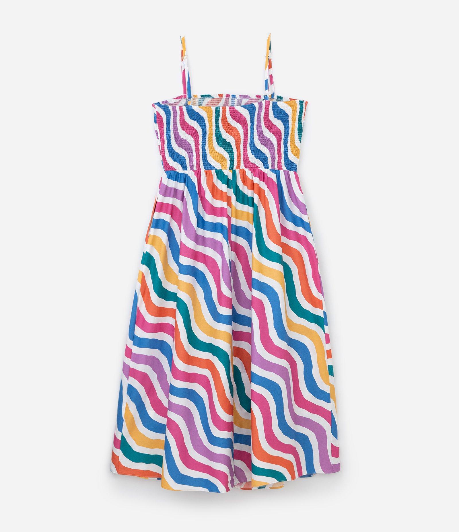 Vestido Midi em Tricoline com Listras Curve & Plus Size Multicores 6