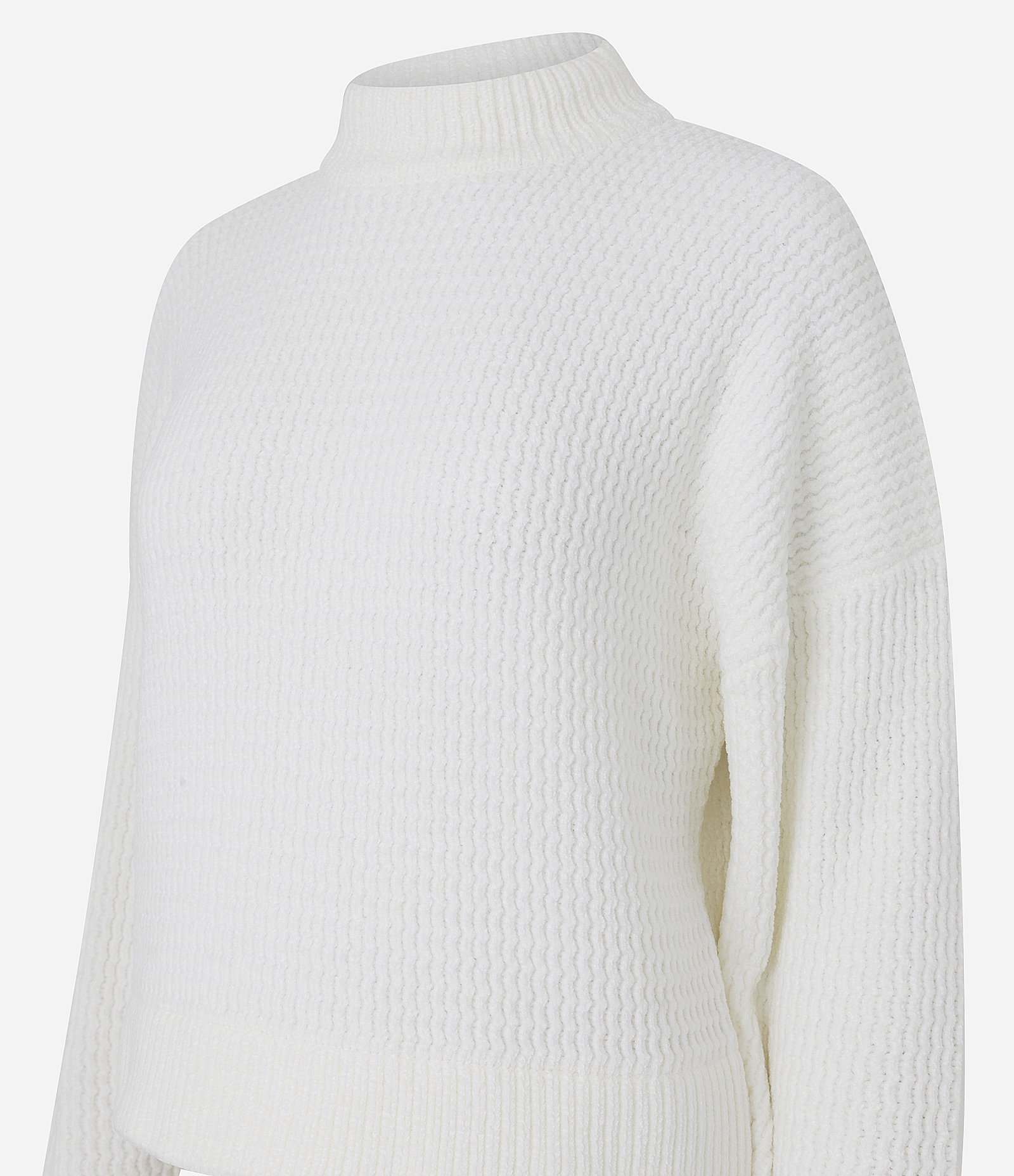 Suéter Oversized em Tricô Texturizado com Gola Alta Branco 2