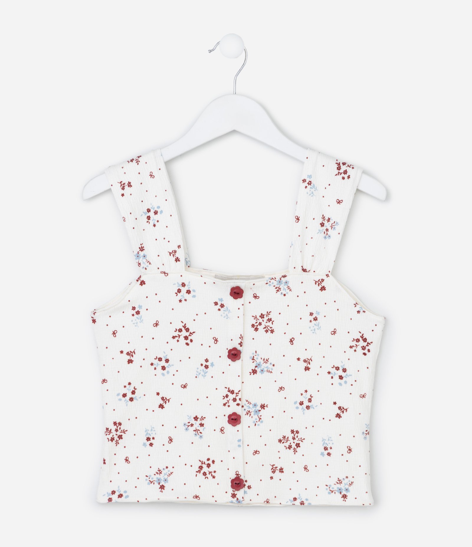 Top Infantil em Ana Ruga com Estampa Floral - Tam 7 a 14 Anos Branco 2