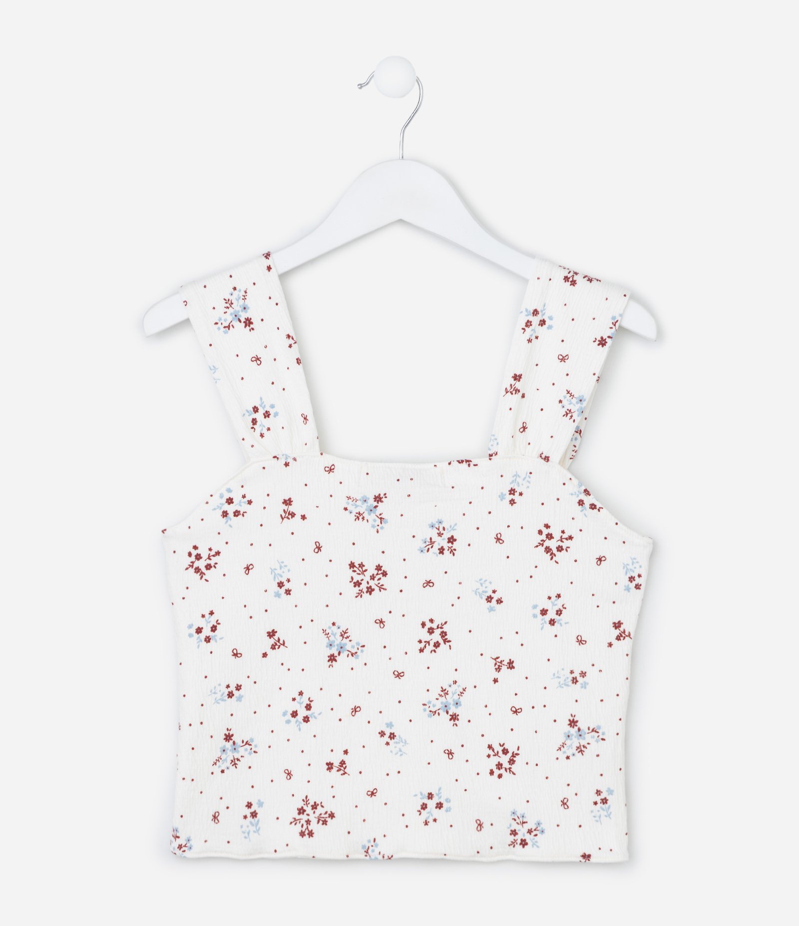 Top Infantil em Ana Ruga com Estampa Floral - Tam 7 a 14 Anos Branco 3