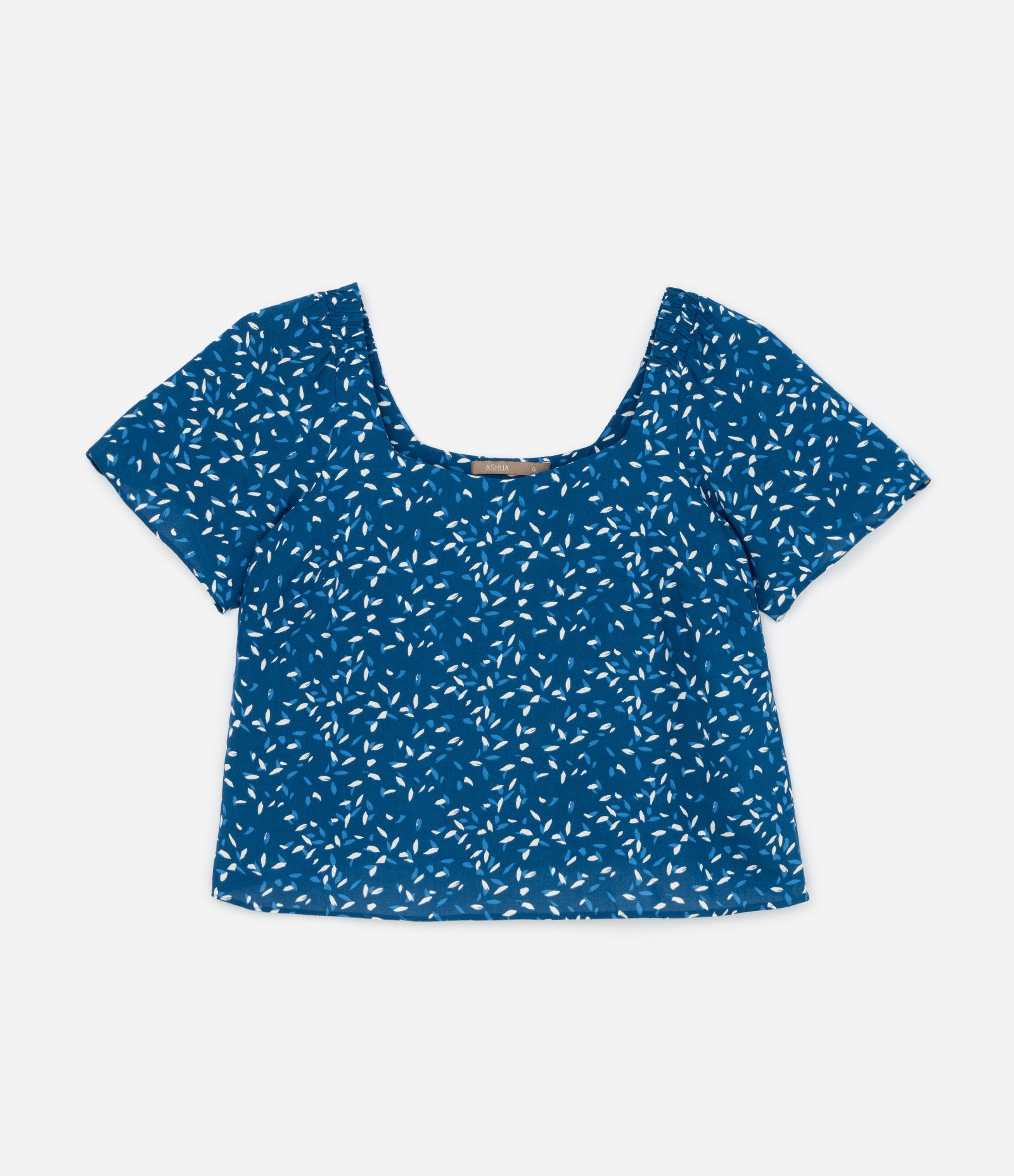 Blusa em Viscose com Estampa de Sementes Curve & Plus Size Azul 1