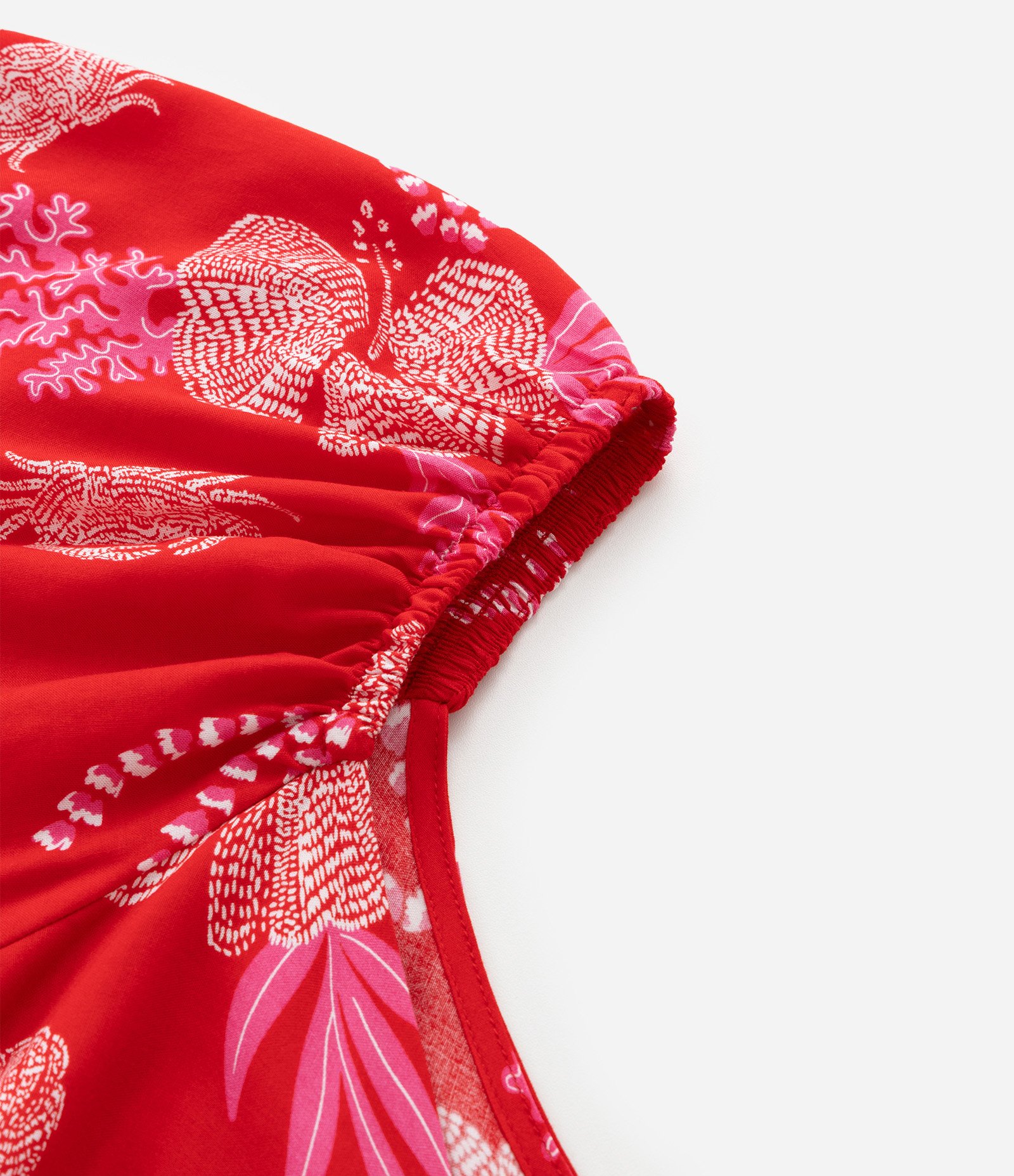 Vestido Longo com Estampa Flores e Conchas Curve & Plus Size Vermelho 4