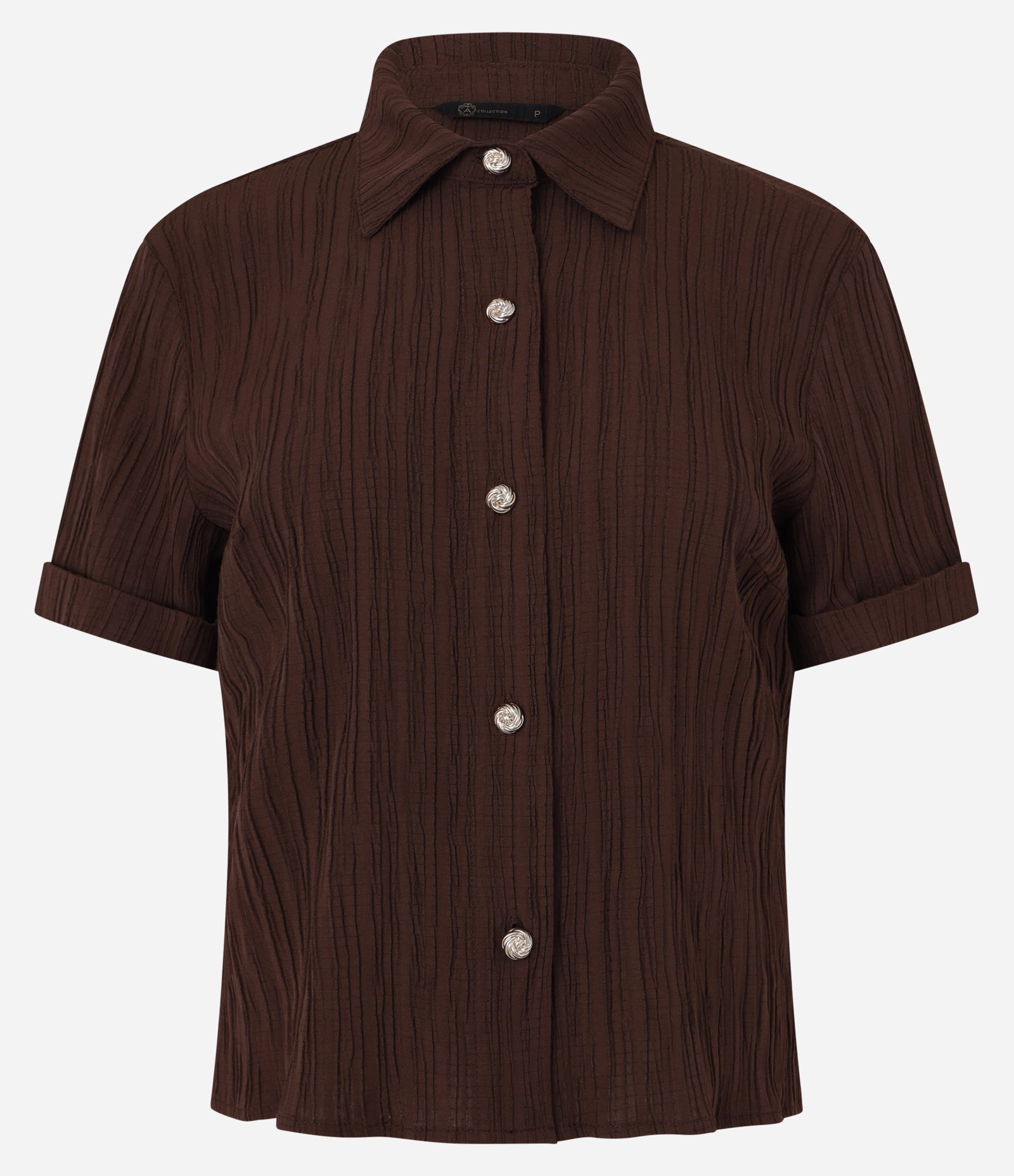 Camisa Texturizada em Viscose com Botões Diferenciados Marrom 6