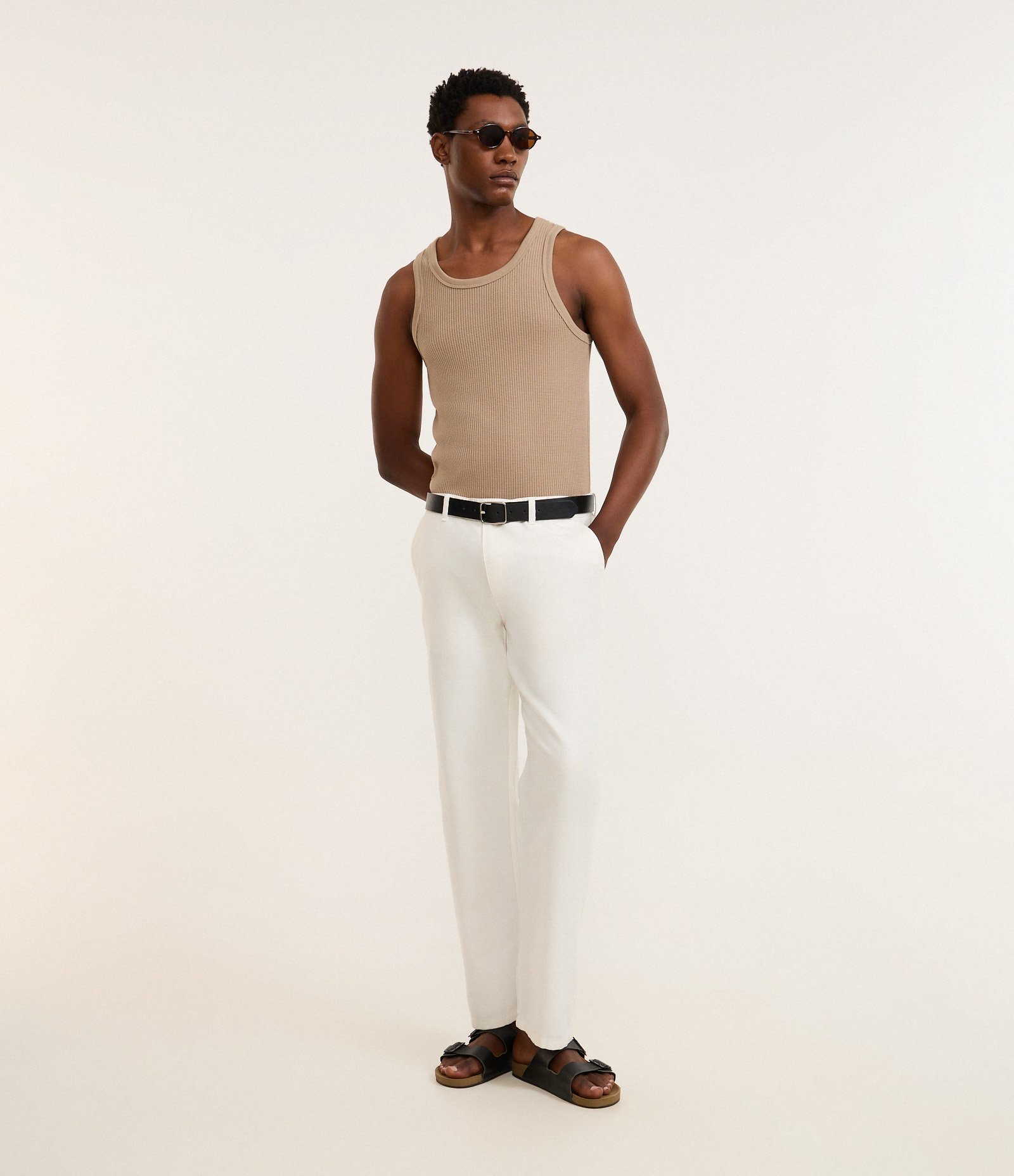 Regata Regular em Flamê com Textura Marrom 2