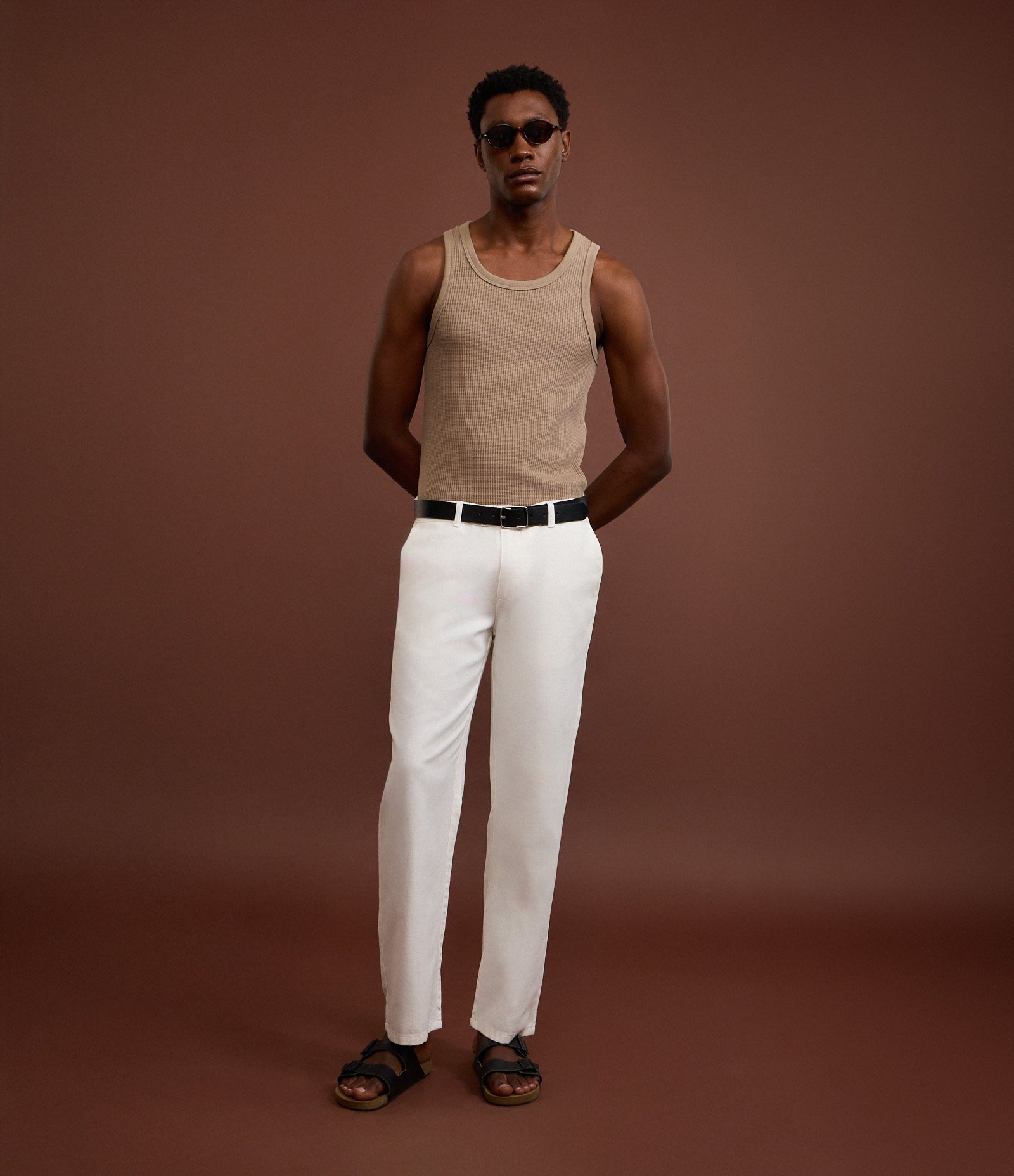 Regata Regular em Flamê com Textura Marrom 4