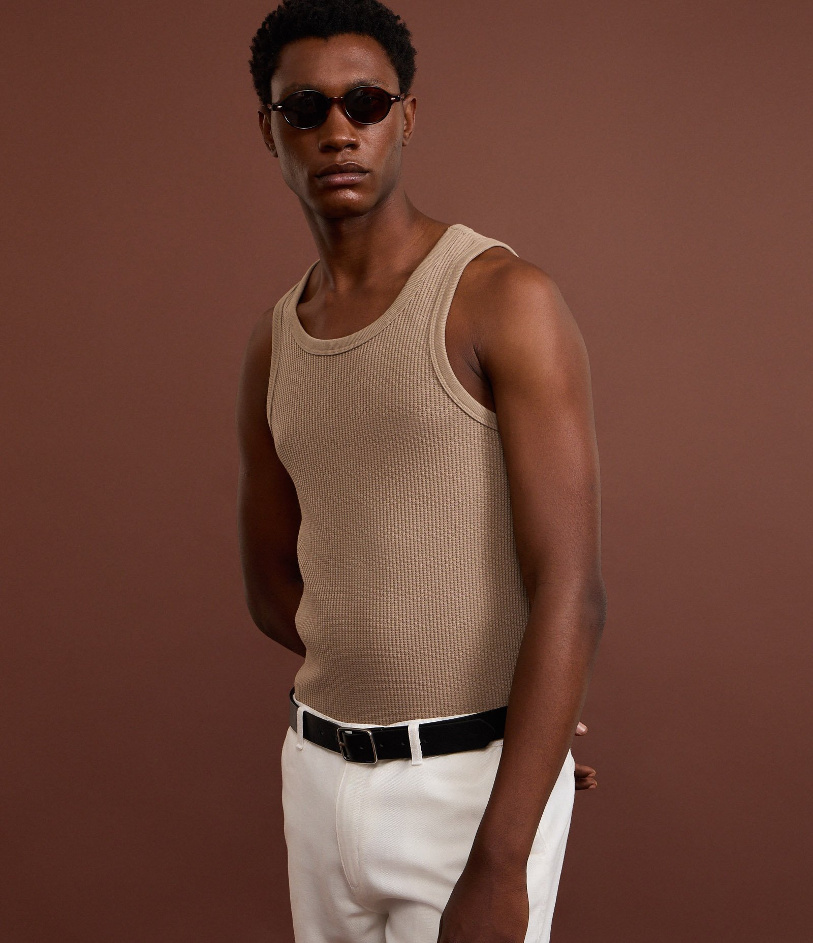 Regata Regular em Flamê com Textura Marrom 6