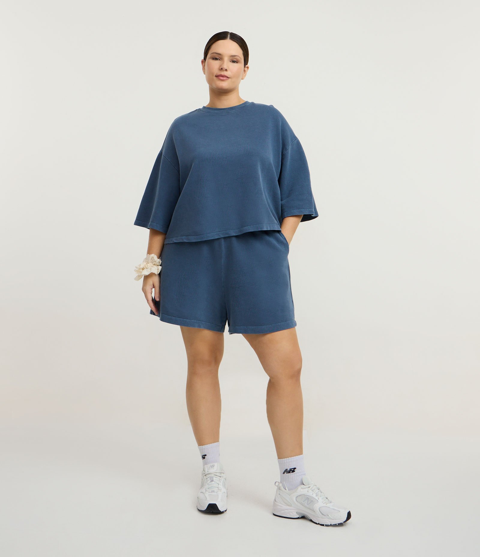 Short Esportivo em Moletom sem Felpa Azul Médio 3